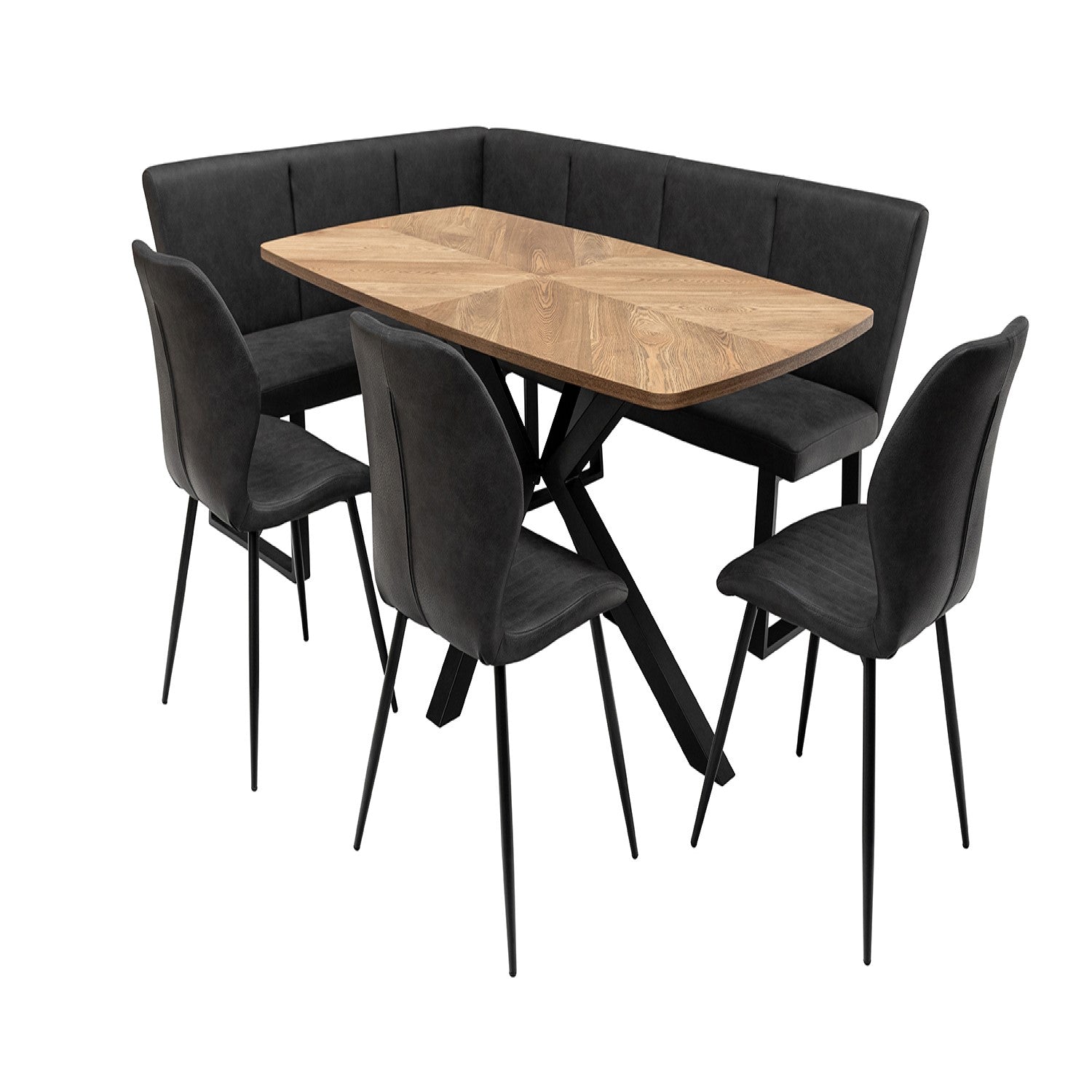  Symmetrical inlay design on Rory oak dining table