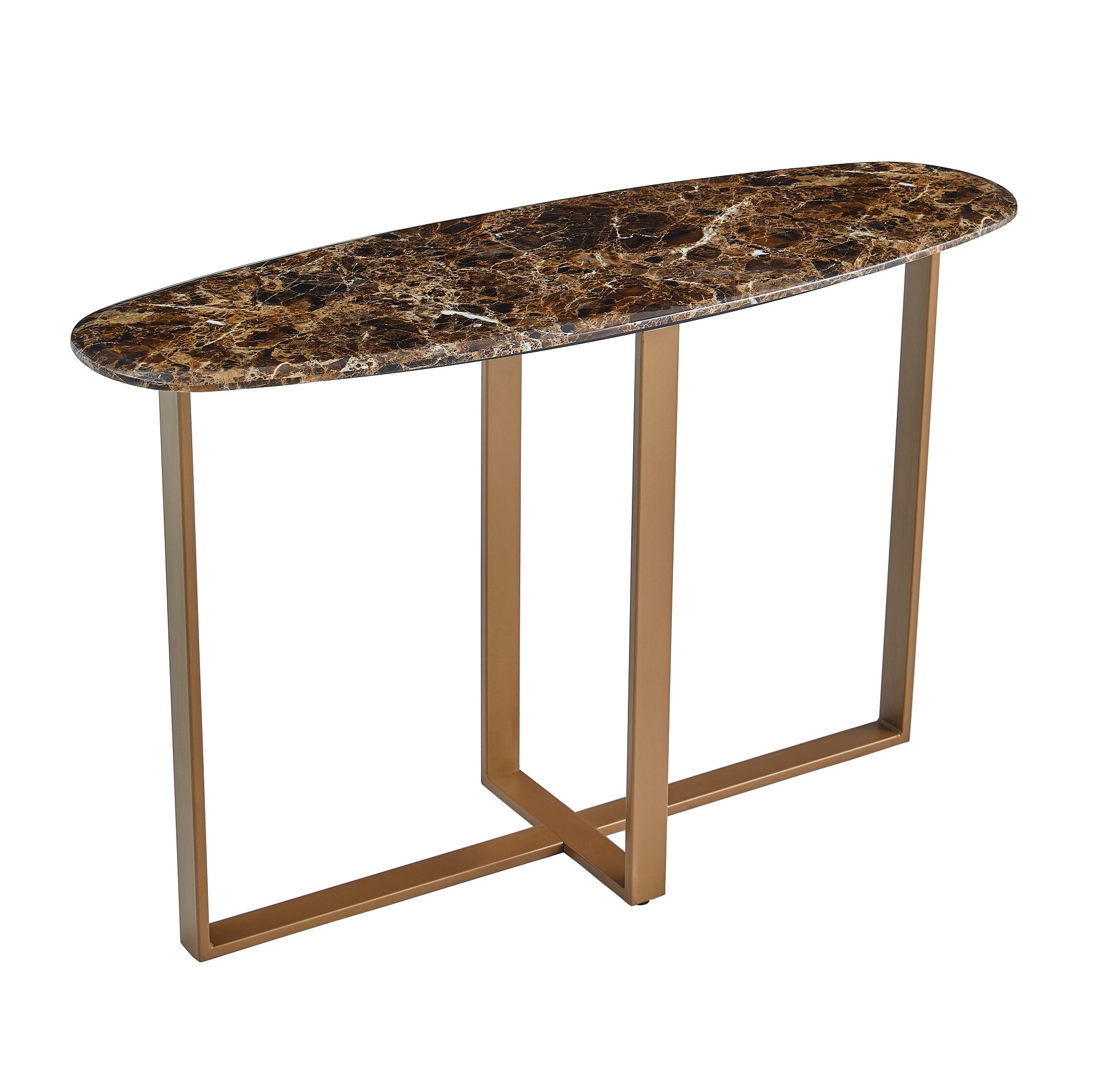 Sorrento Console Table - Sienna Marble Style Top/ Brushed Brass Leg