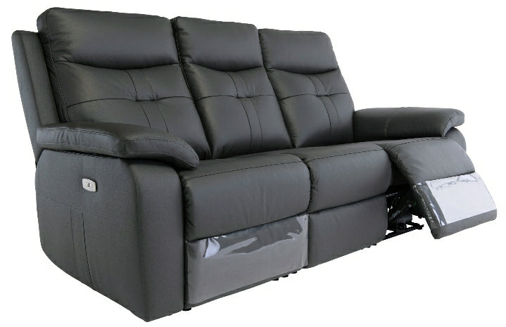 Sonia Leather Electric 3 Seater Recliner - USB Ports