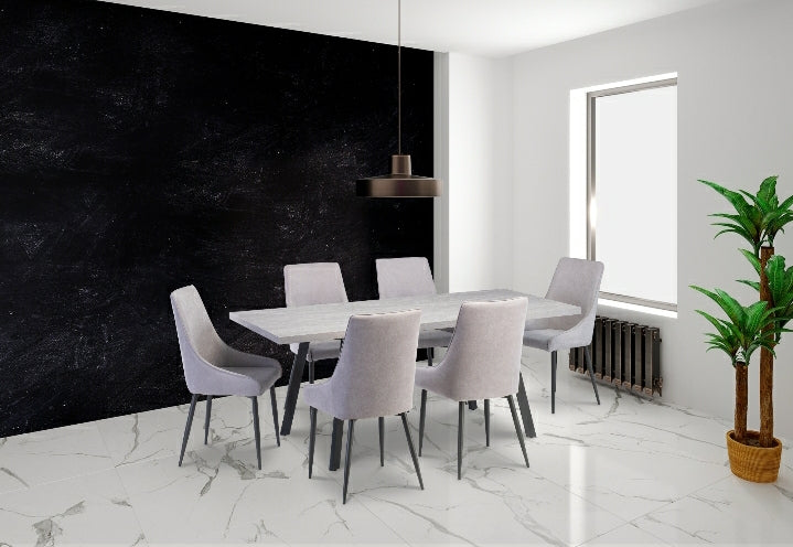Aireal Light Grey Melamine Ceramic Look Finish 1.6m - 2.0m Ext Dining Table