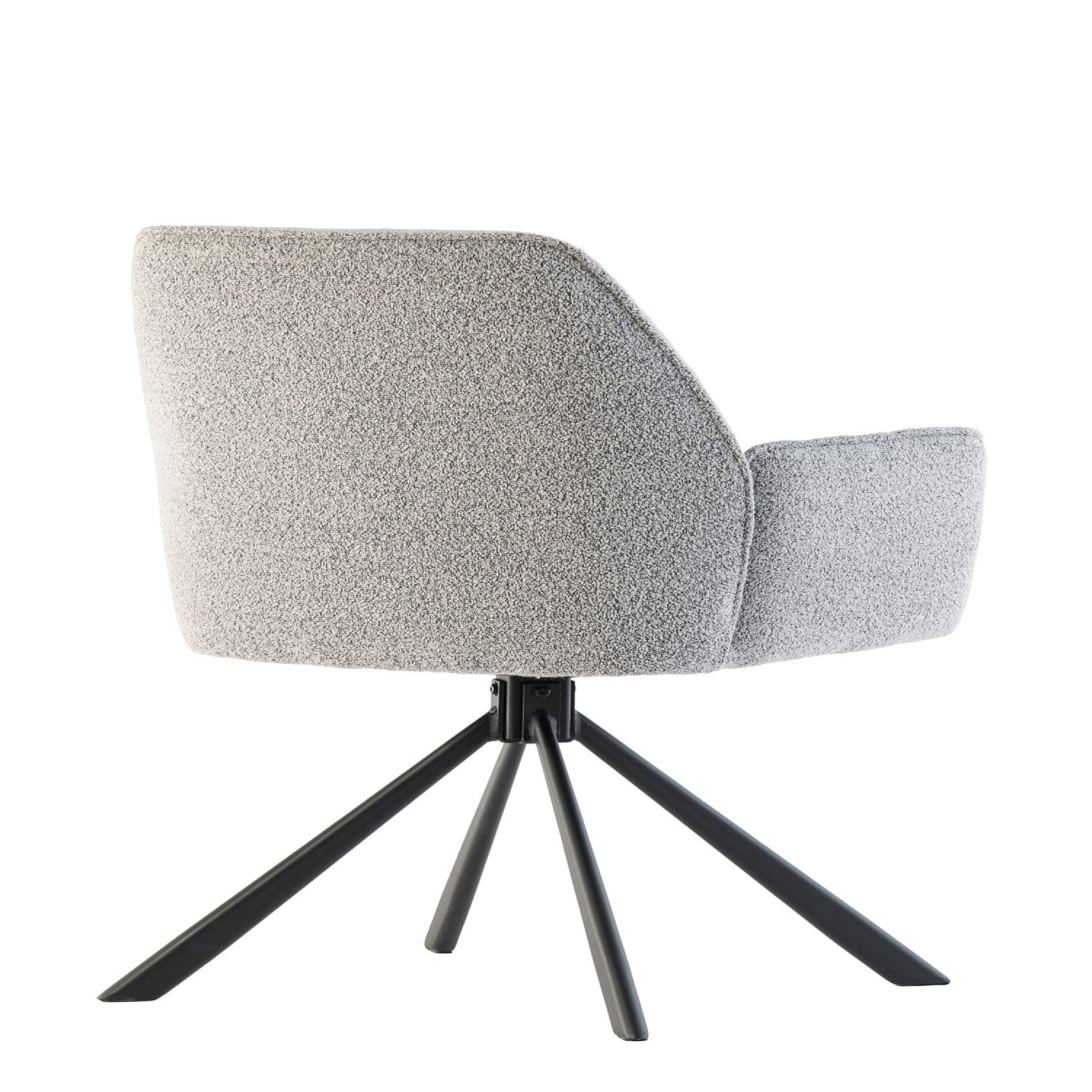 close-up of grey boucle fabric on Sean swivel chair