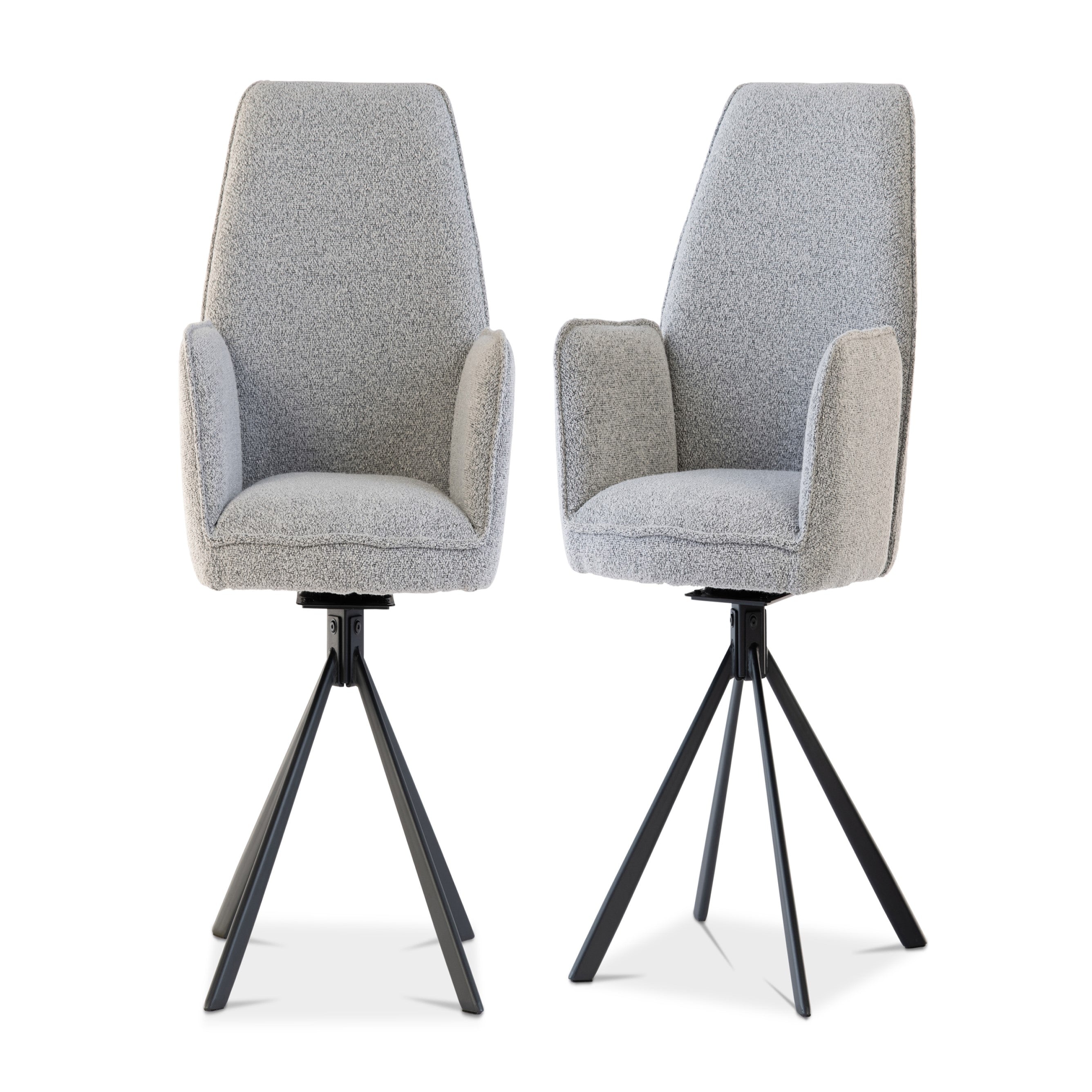 Grey boucle fabric on Sean swivel chair