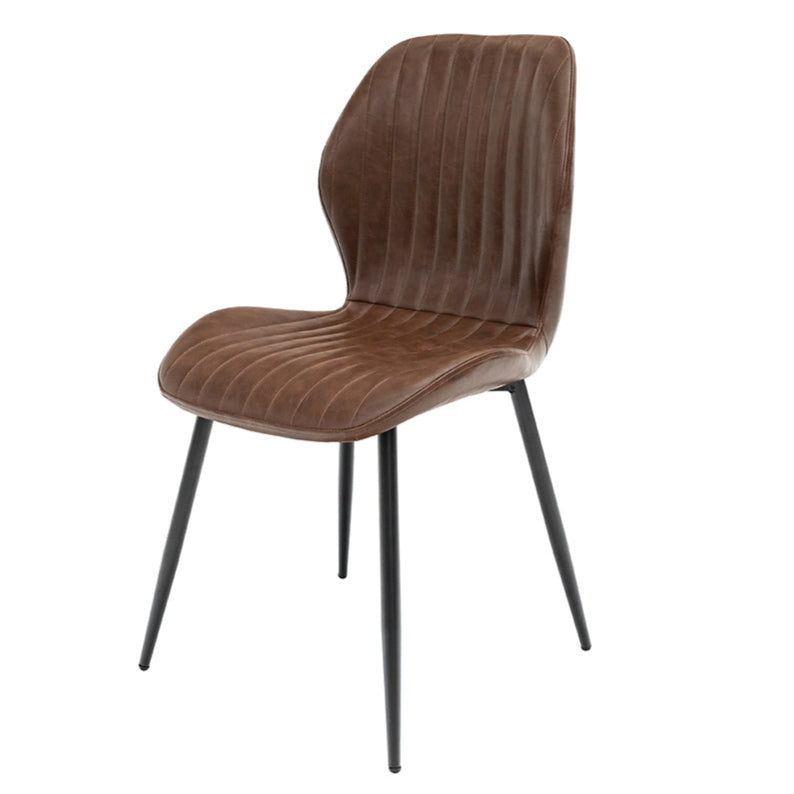 Zach antique faux leather dining chairs in tan with black legs