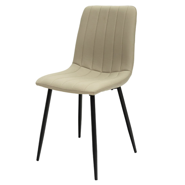 Adrian stone faux leather dining chairs with black legs
