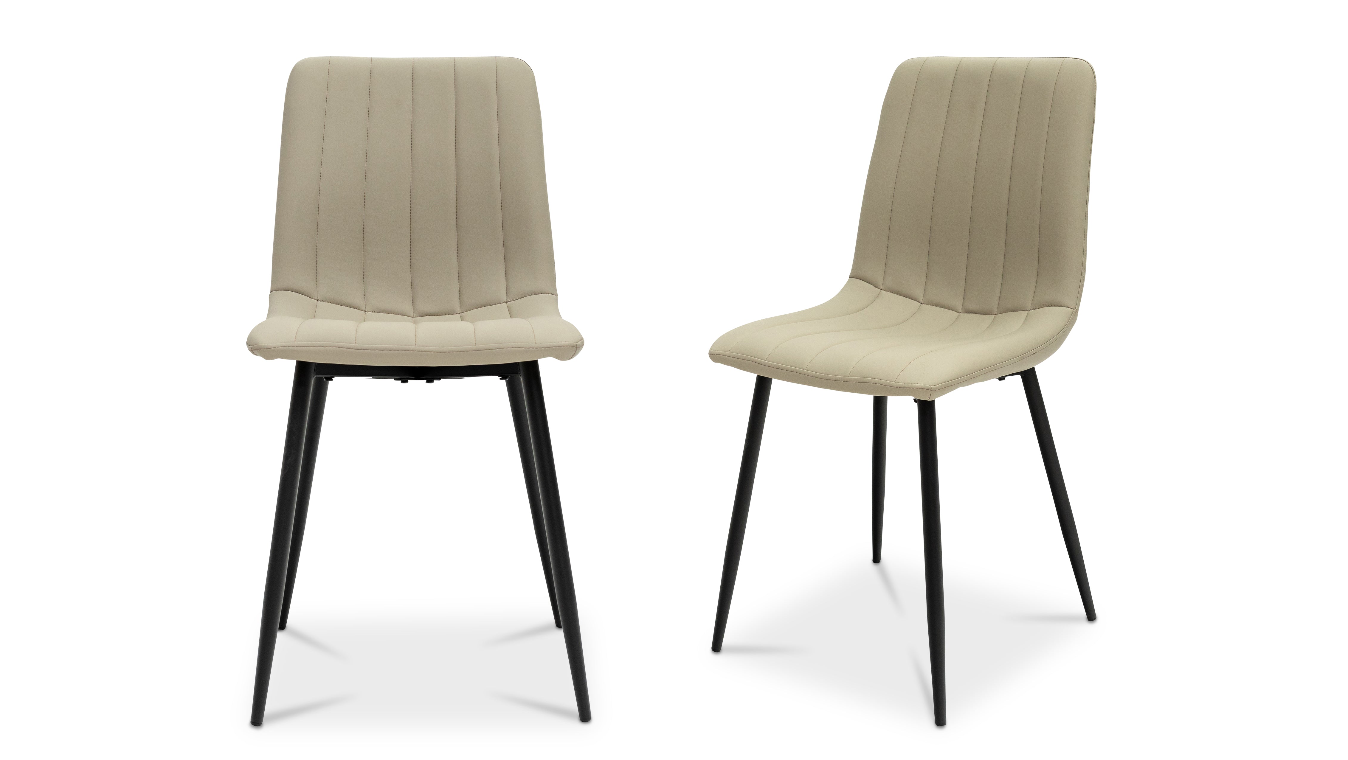 Adrian stone faux leather dining chairs with black legs