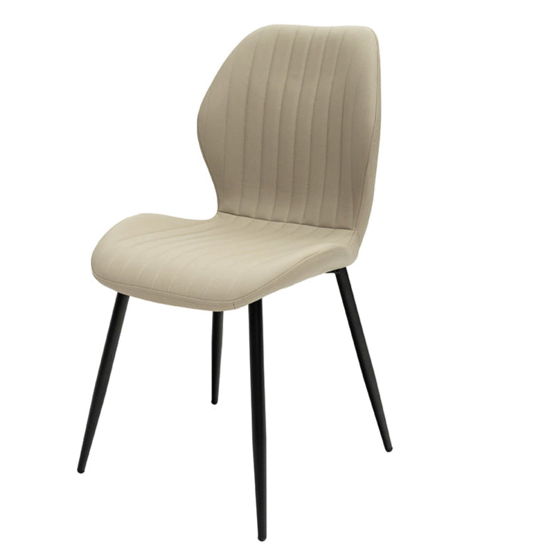 Alexander stone PU leather dining chairs with black legs