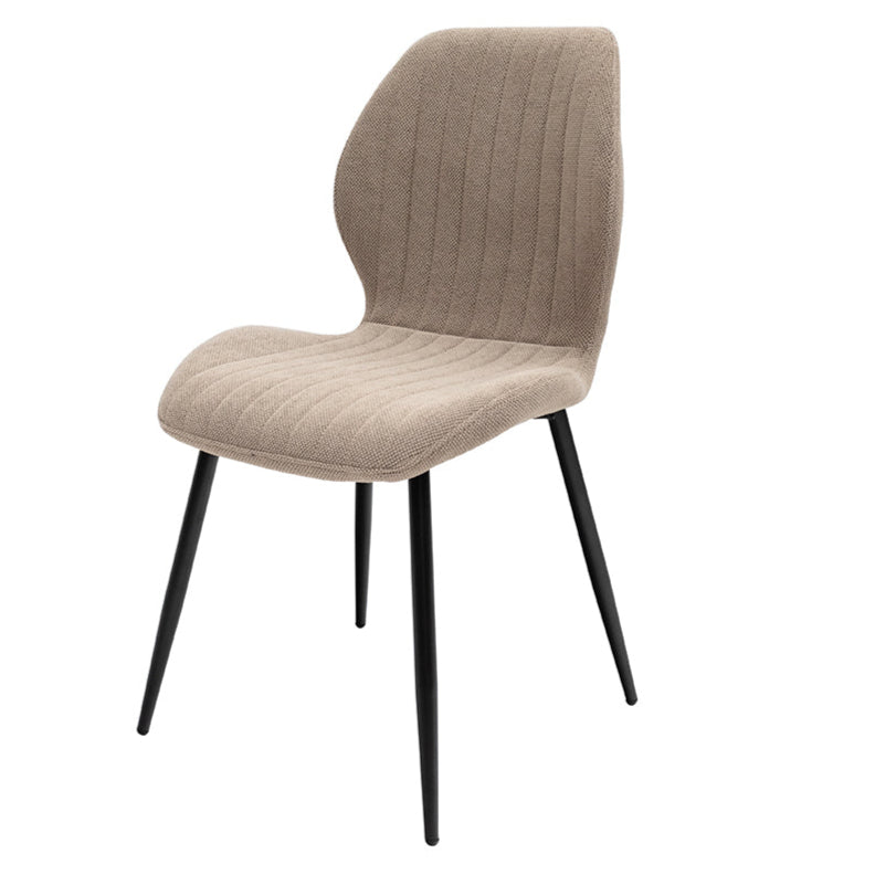 Andrew fabric dining chair in stone with vertical stitching