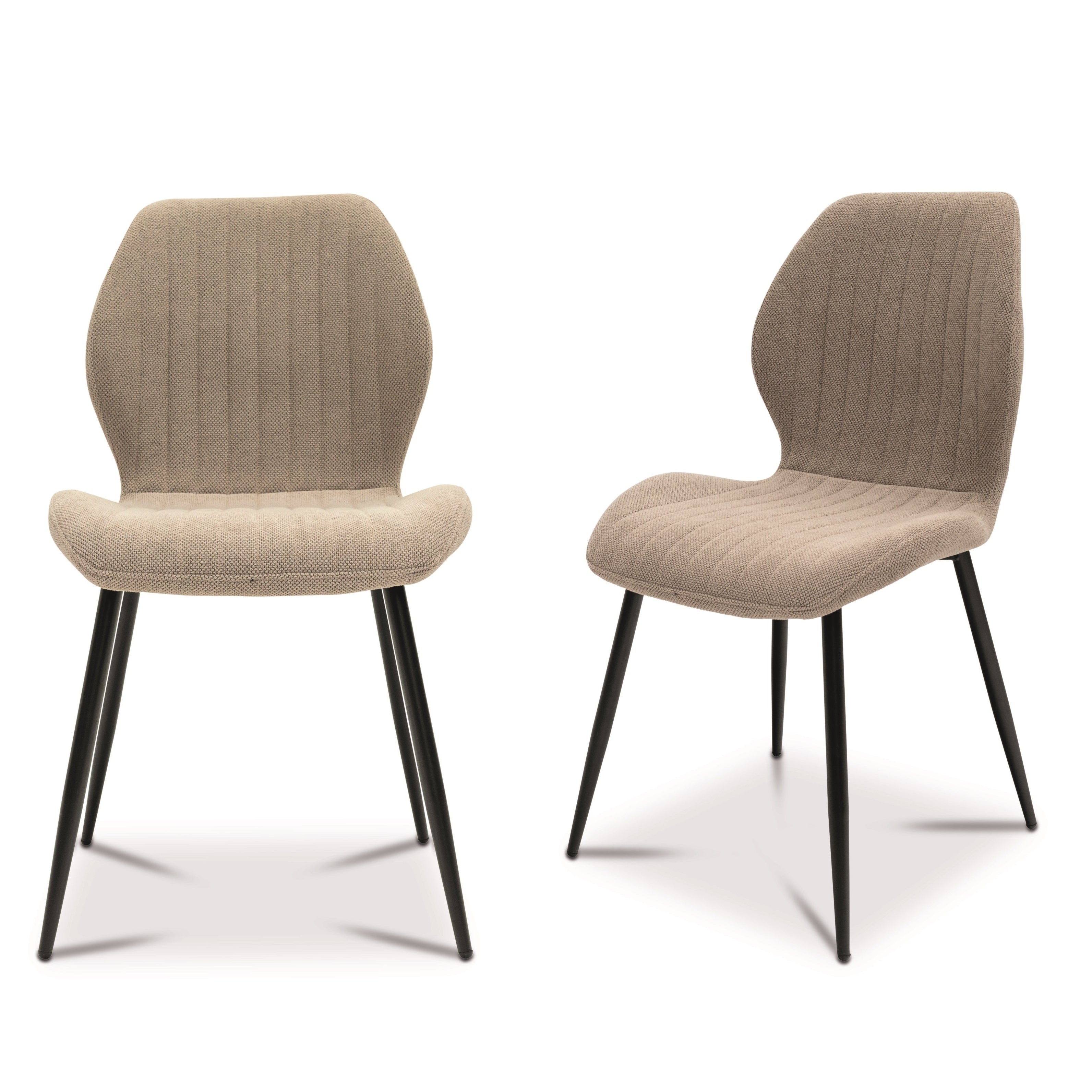 Andrew fabric dining chair in stone with vertical stitching