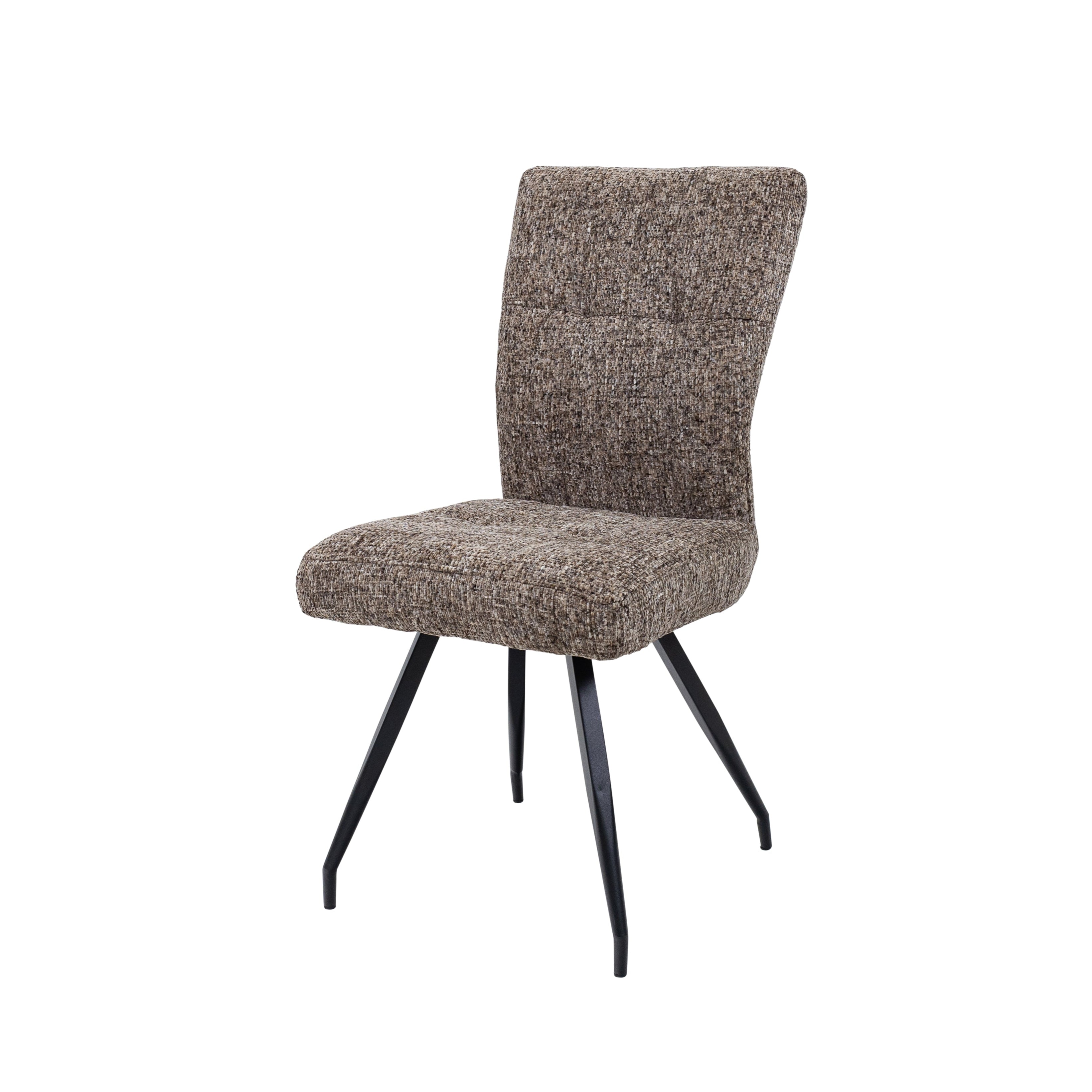 Eliza fabric dining chair in sable with black powder-coated frame