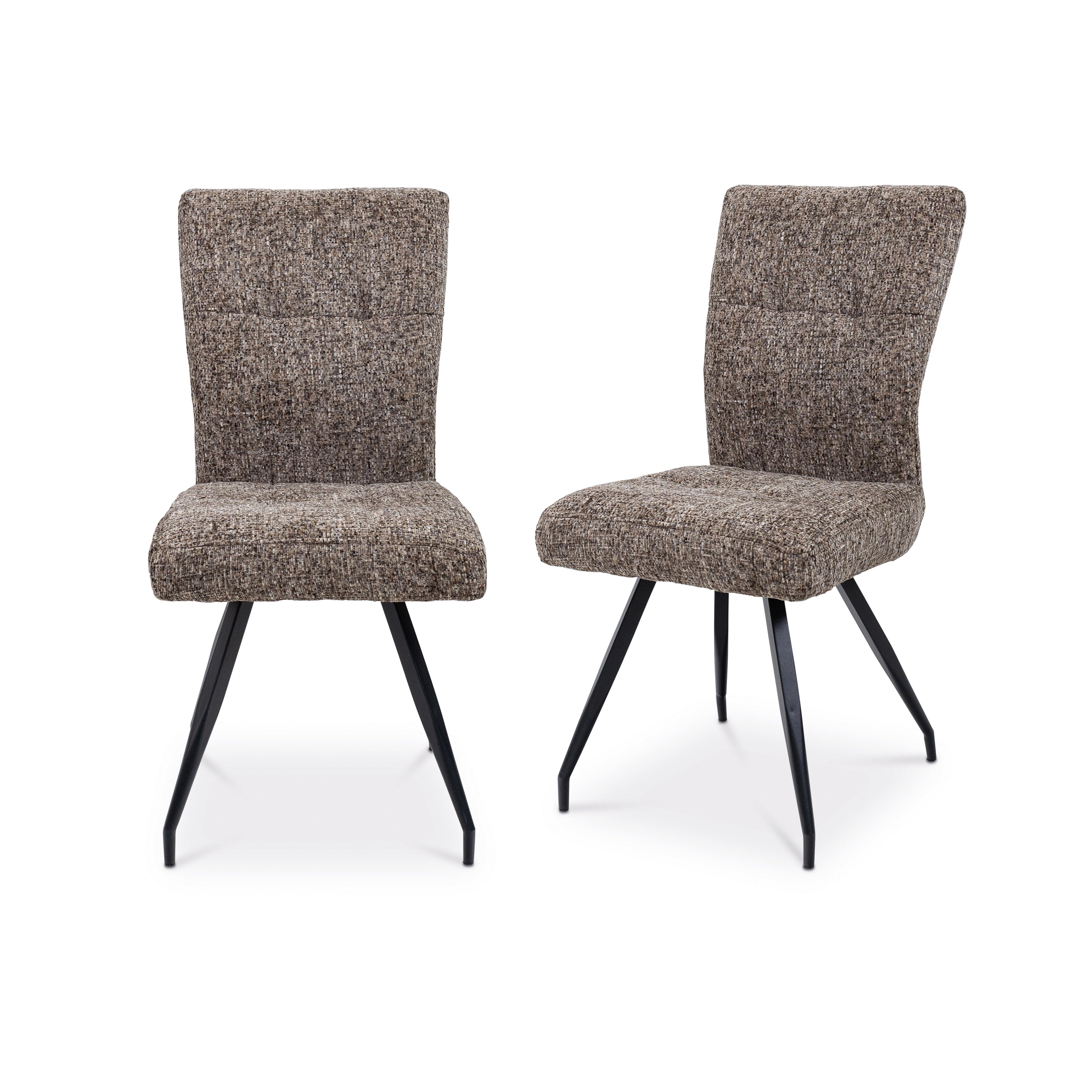 Eliza fabric dining chair in sable with black powder-coated frame