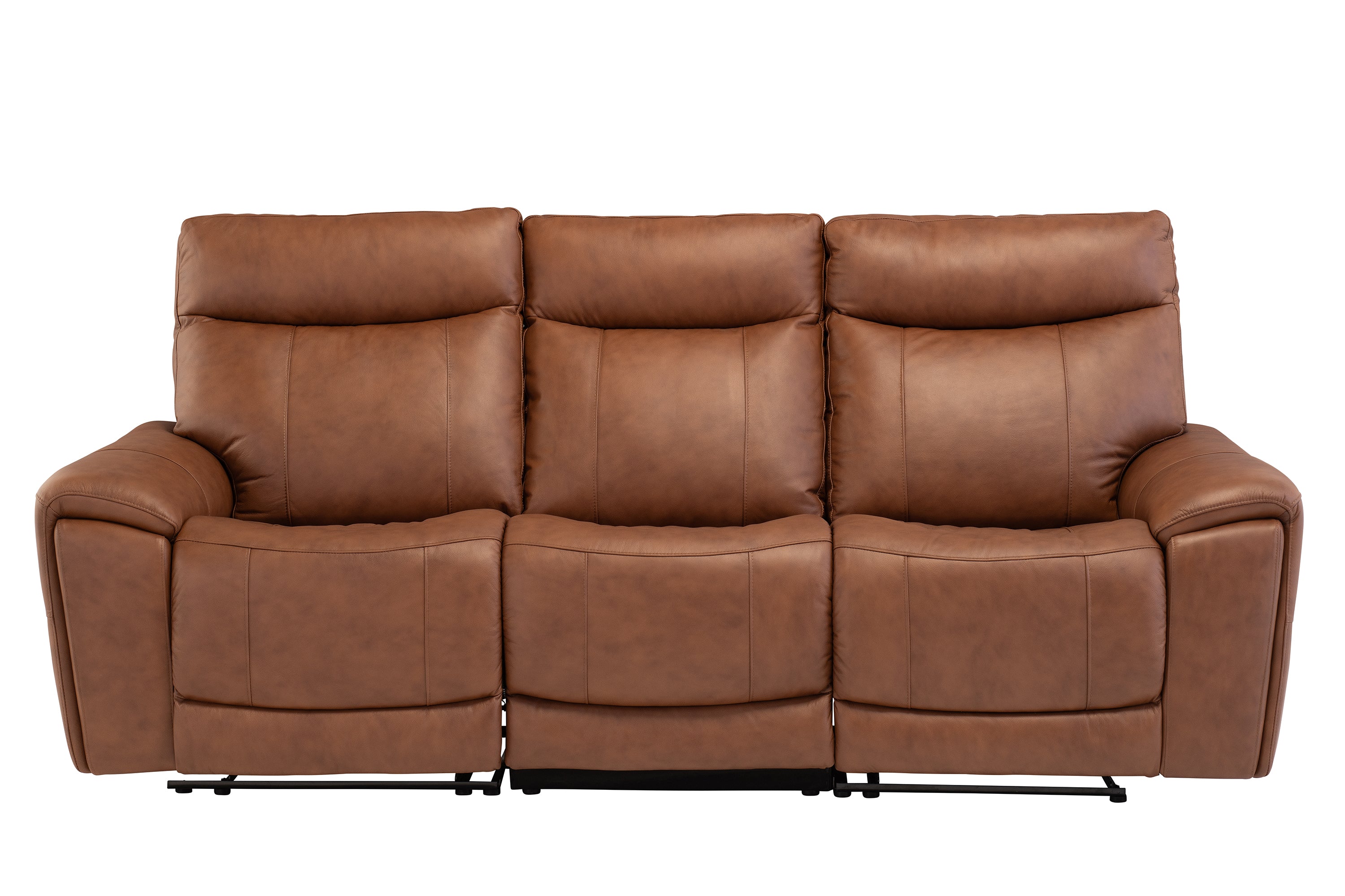 Hugo 3 seater electric reclining leather sofa with padded arms