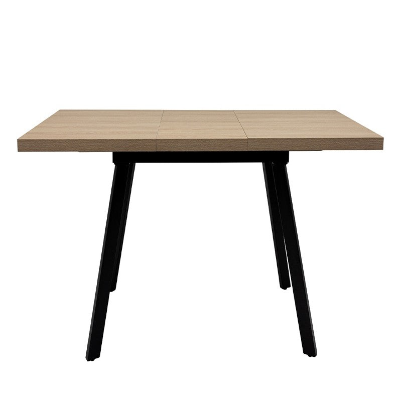 Jude extending oak dining table with black powder-coated legs