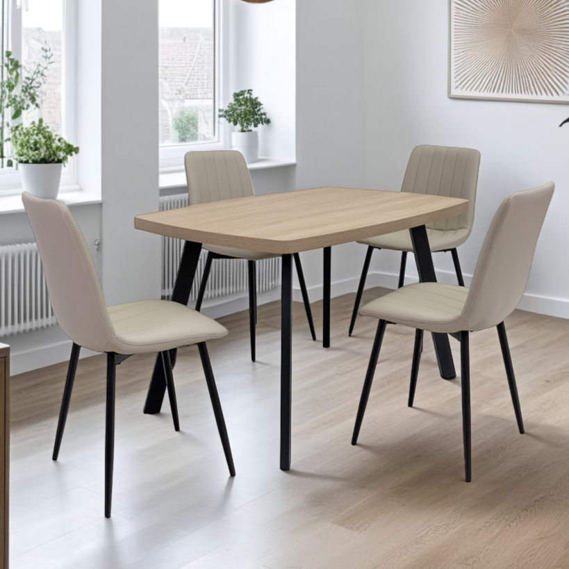 Small oak dining table with curved corners