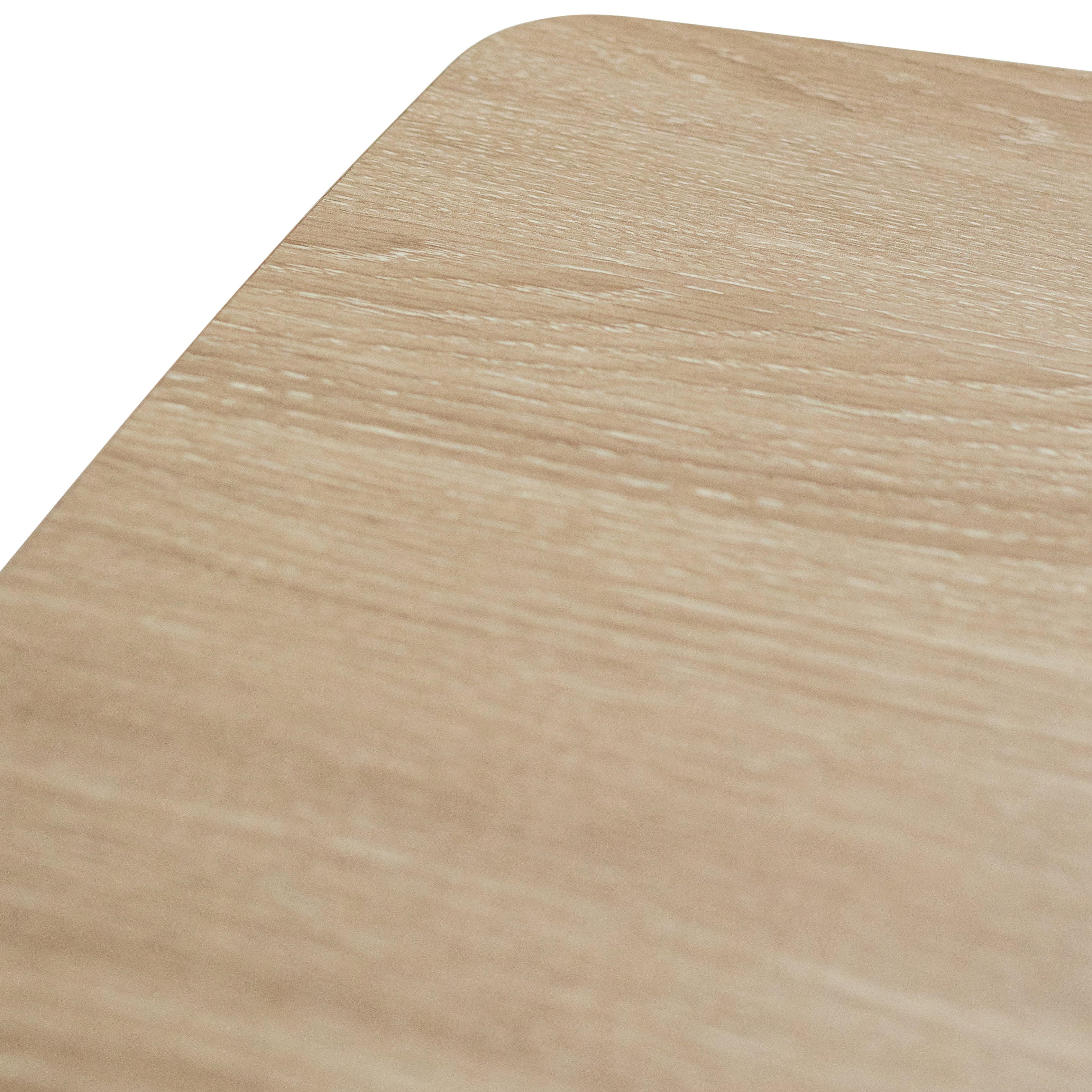 Small oak dining table with curved corners