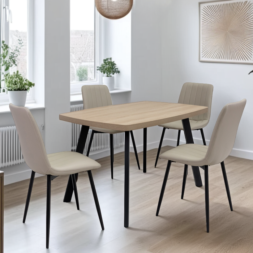 Small oak dining table with curved corners