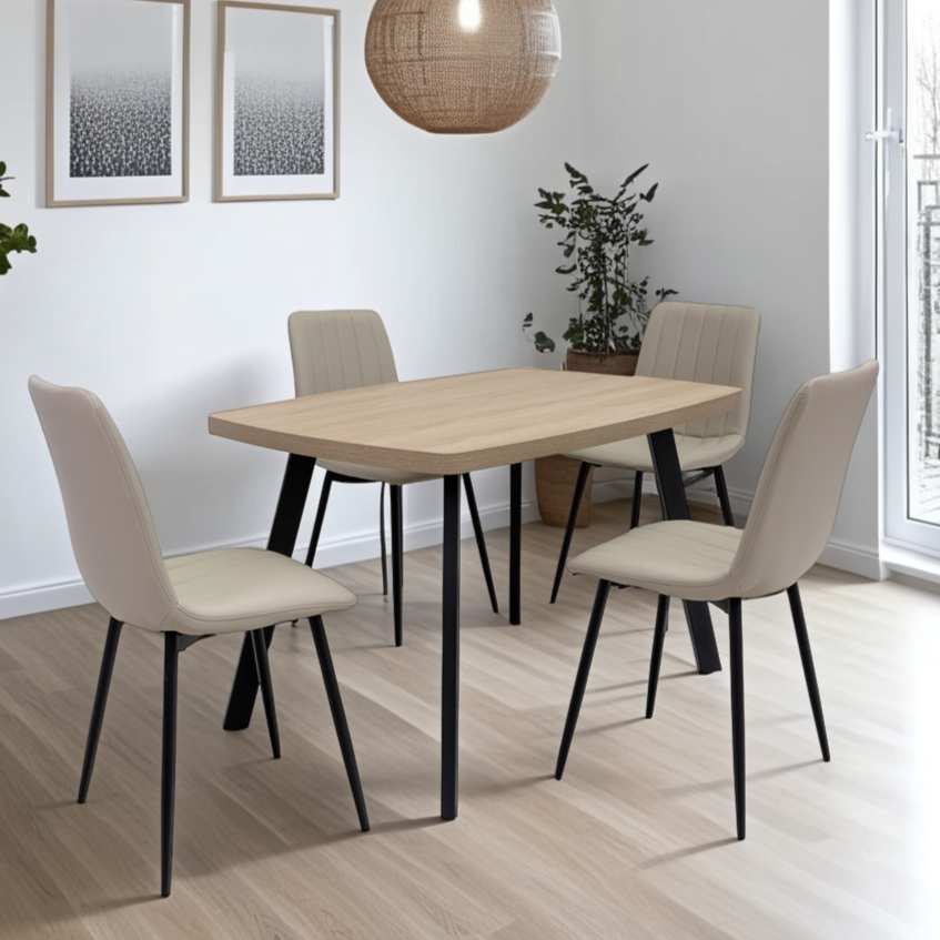 Small oak dining table with curved corners