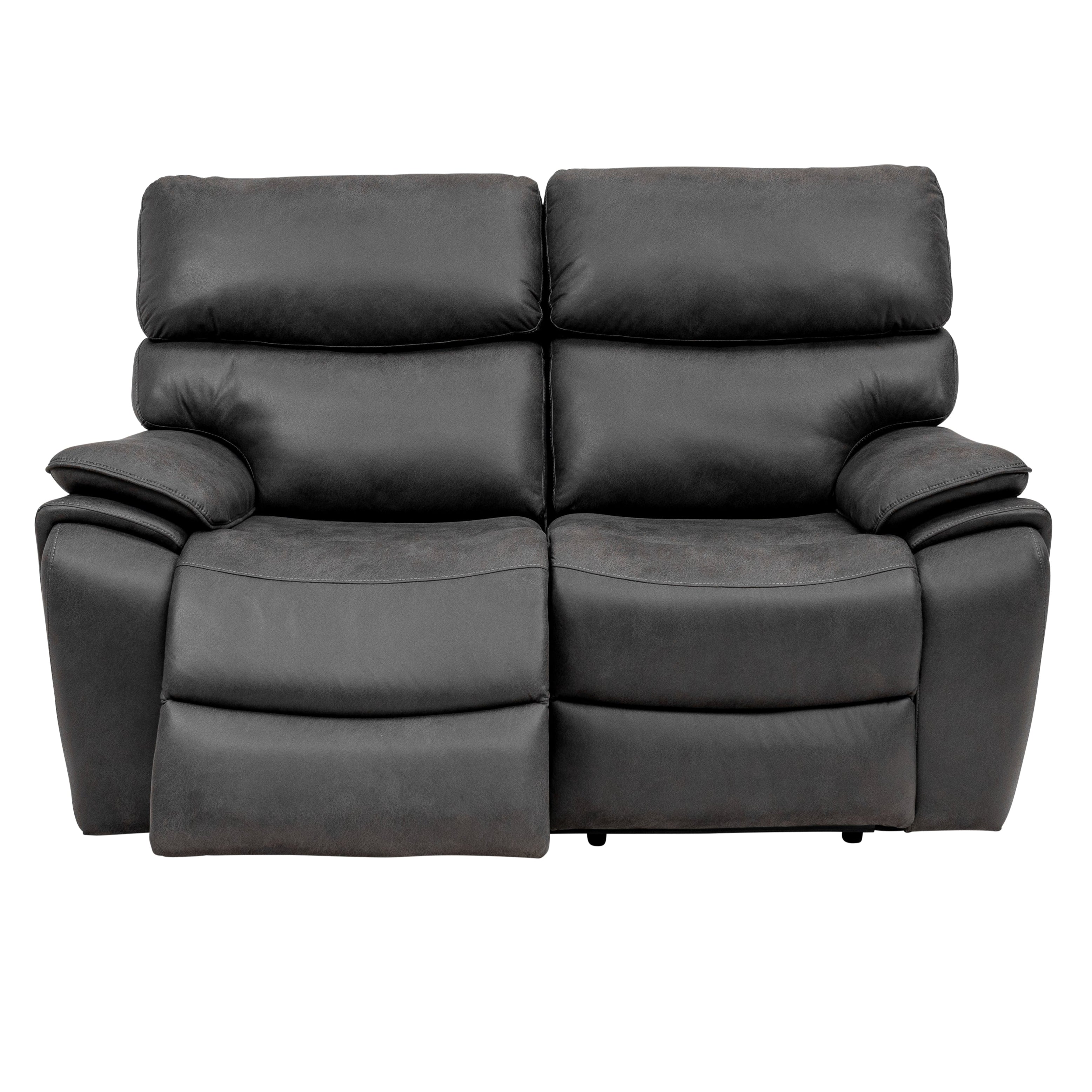 Levi 2 seater electric recliner sofa in charcoal plush fabric
