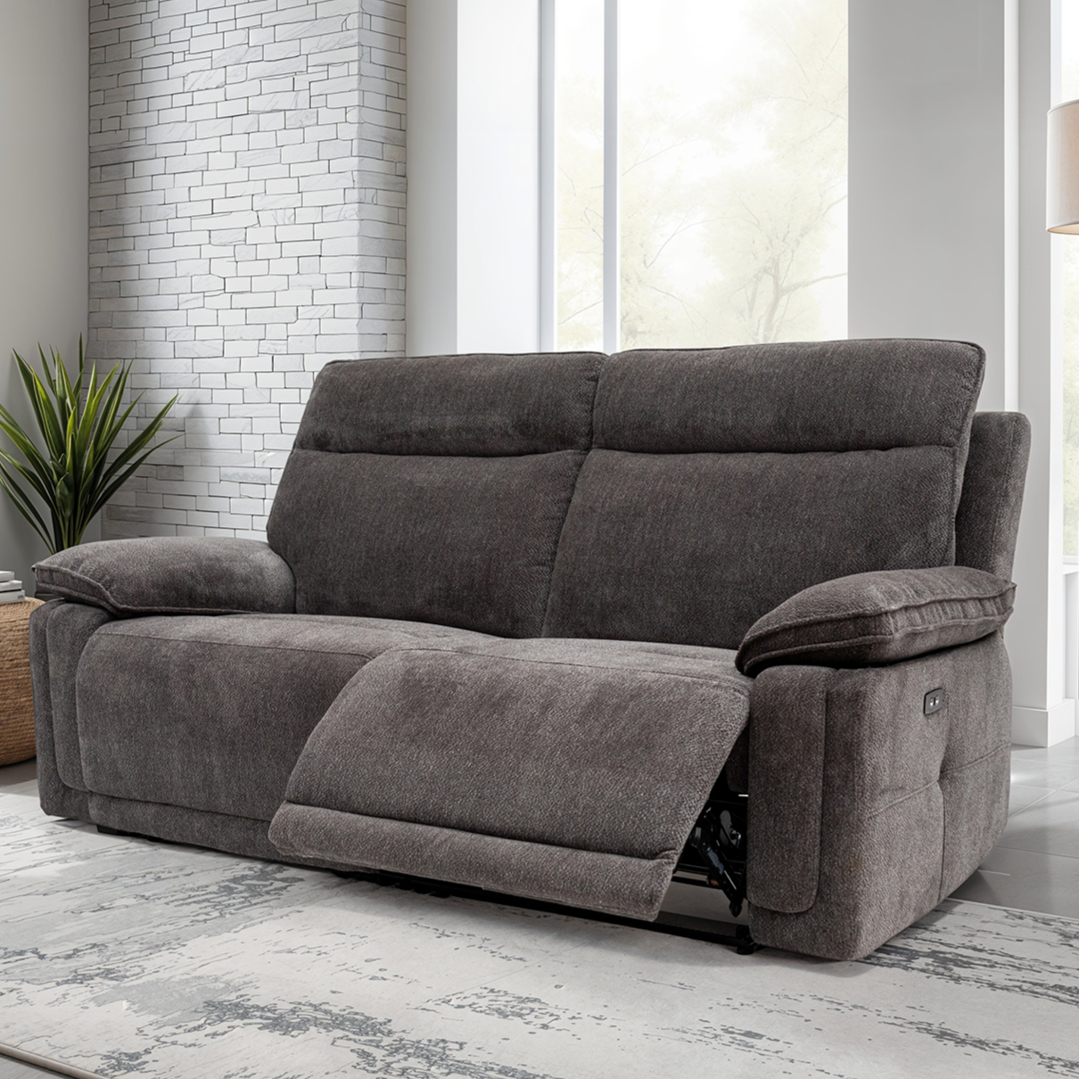 Liam 3 seater electric recliner sofa in soft-touch premium fabric