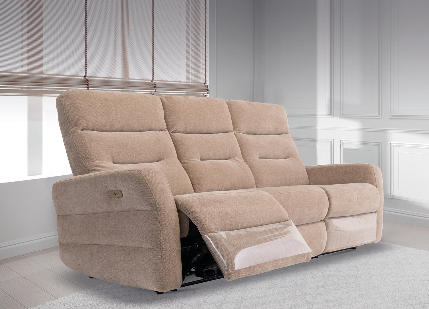 Denis 3 Seater Electric Reclining Sofa - Mink