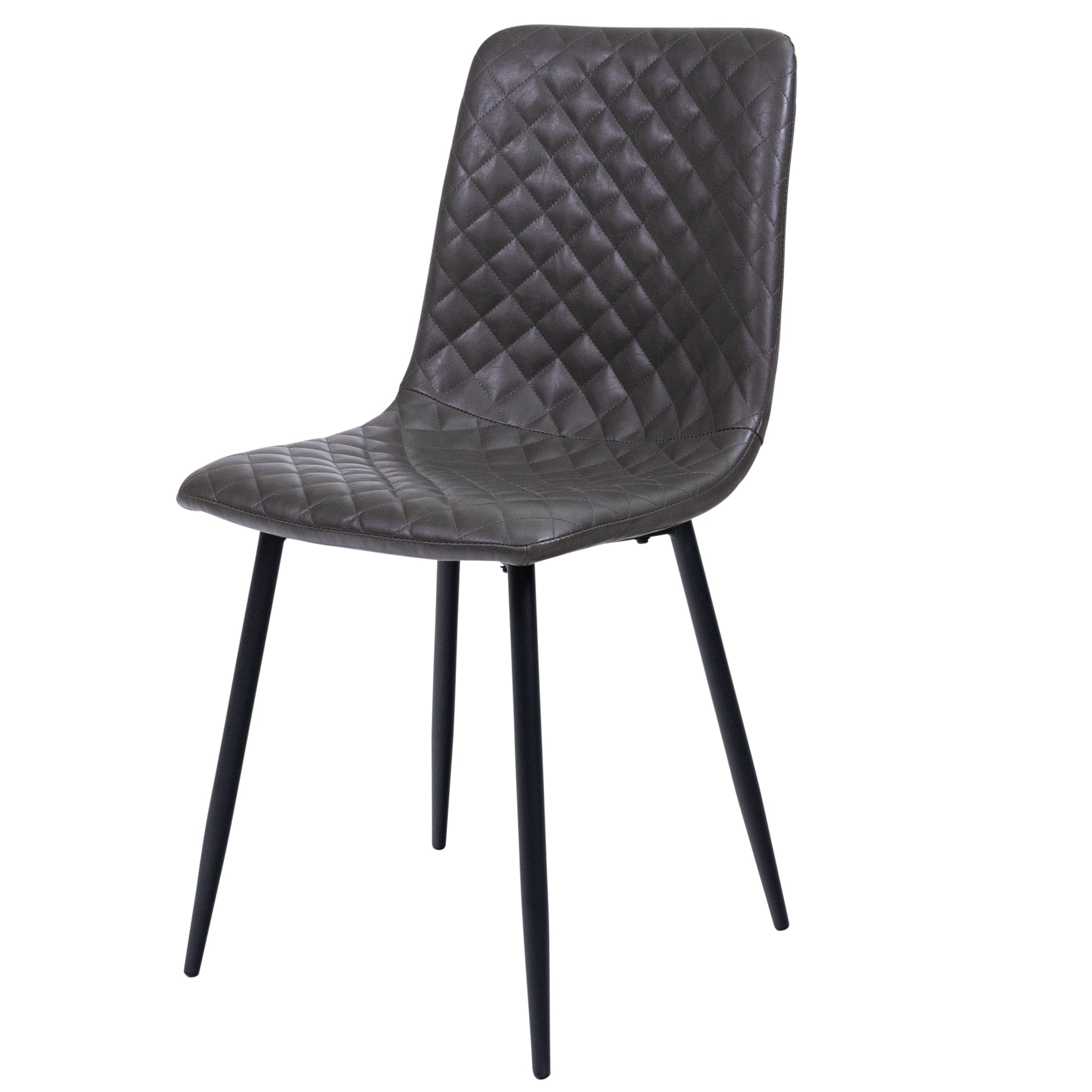 Mark grey faux leather dining chairs with black legs
