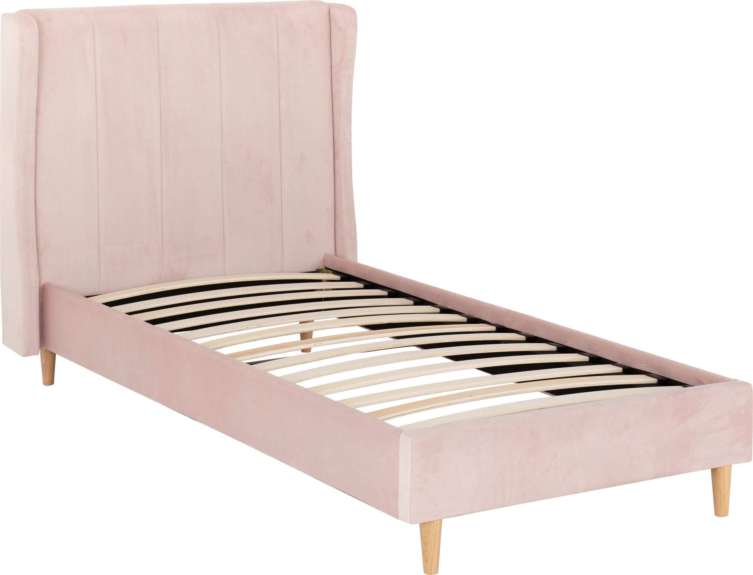 Amelia 3' Bed Pink Velvet Fabric