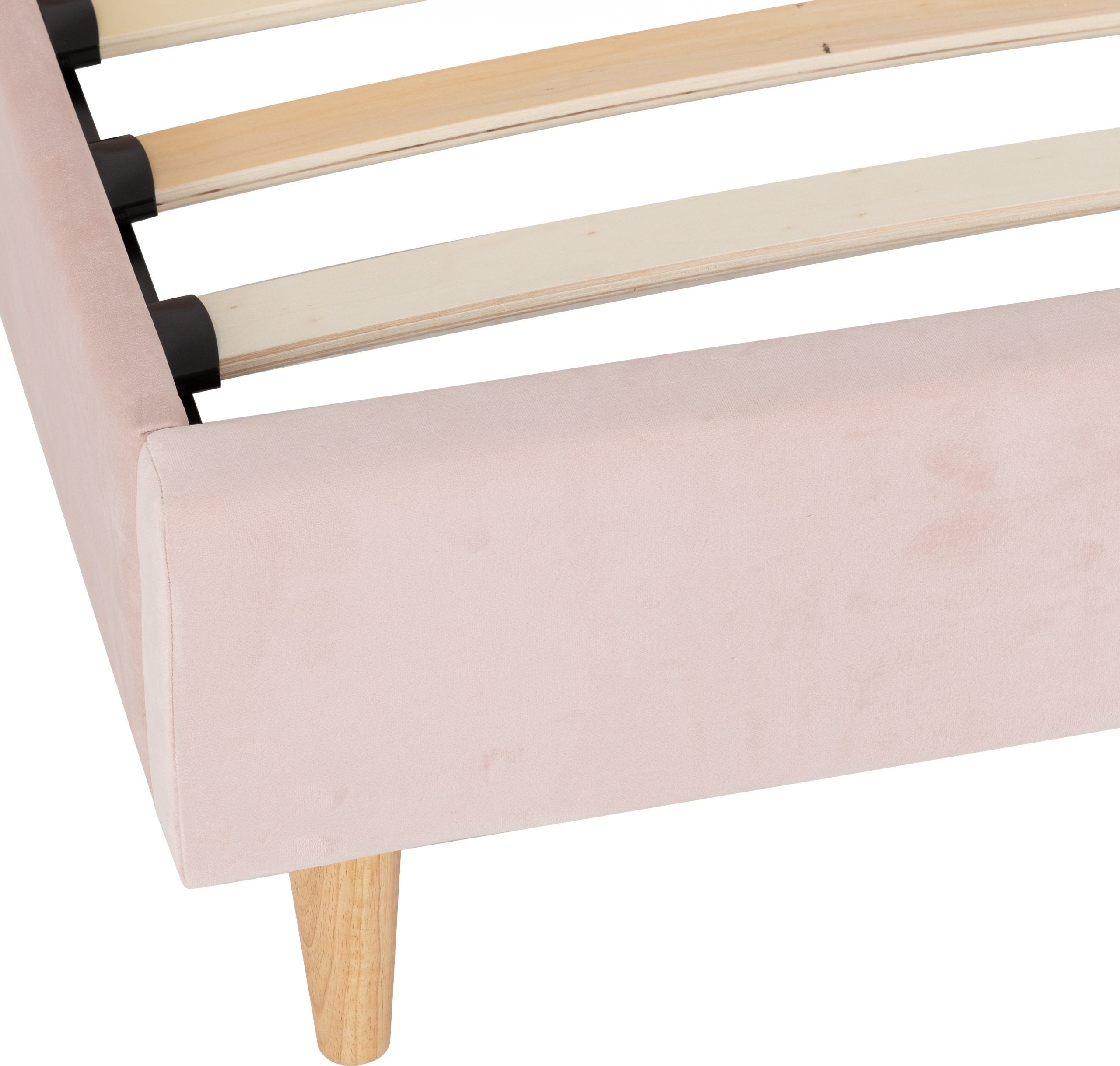 Amelia 3' Bed Pink Velvet Fabric