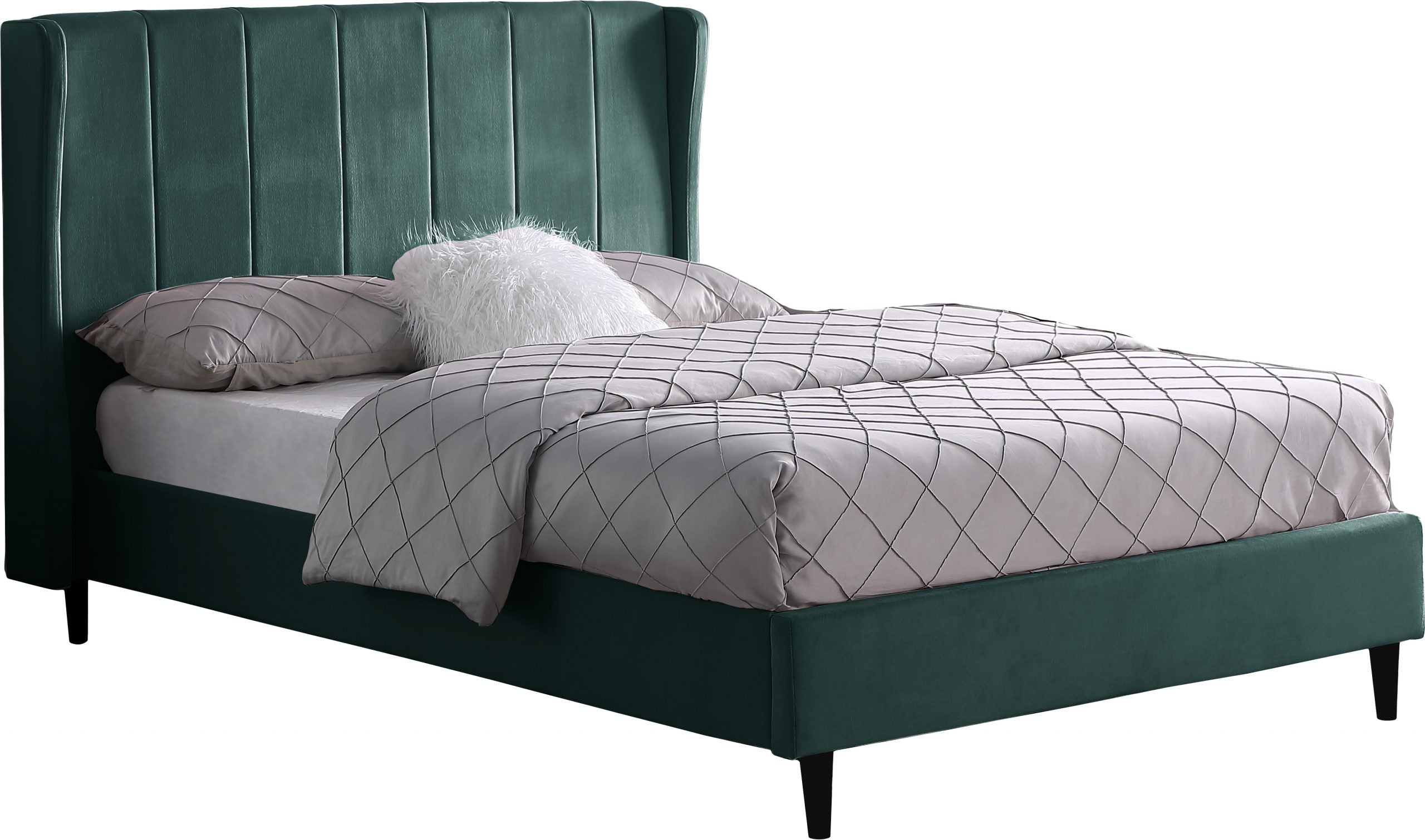 Amelia 5' Bed Green Velvet Fabric
