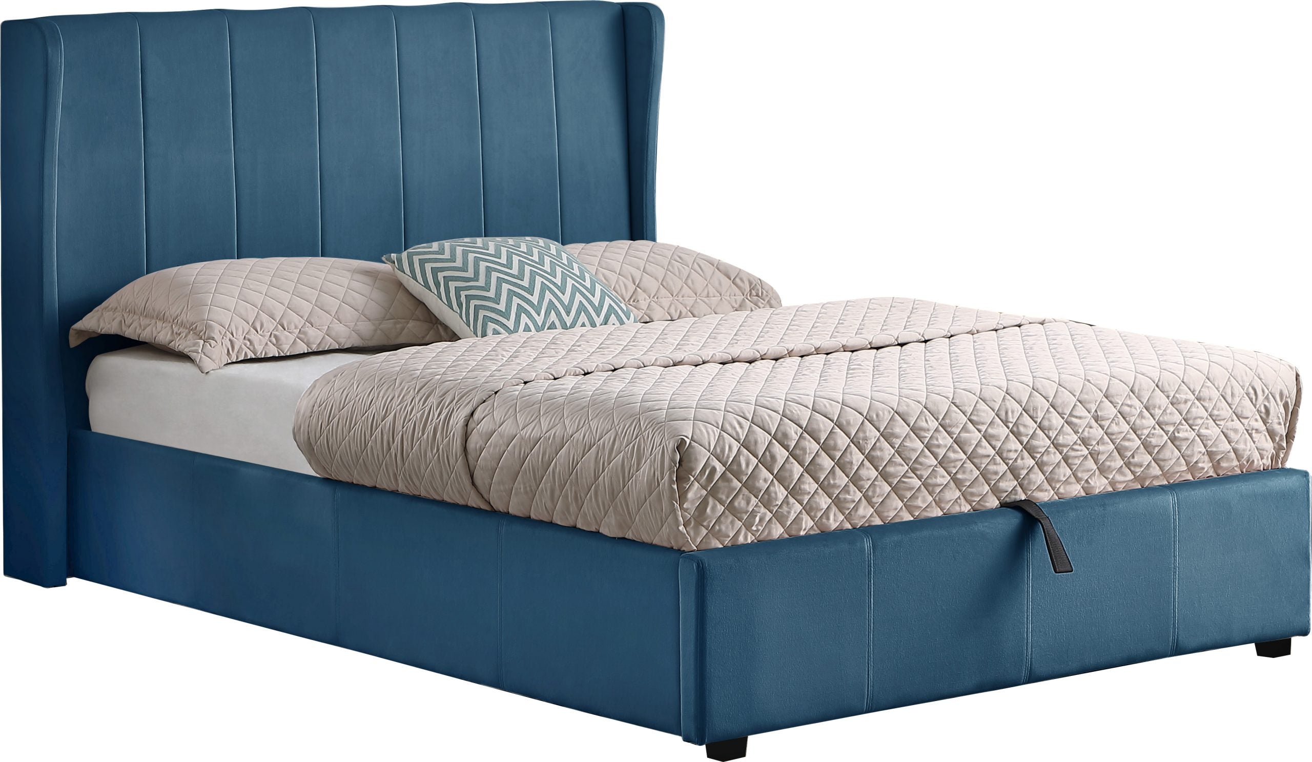 Amelia Plus 5' Storage Bed Blue Velvet Fabric