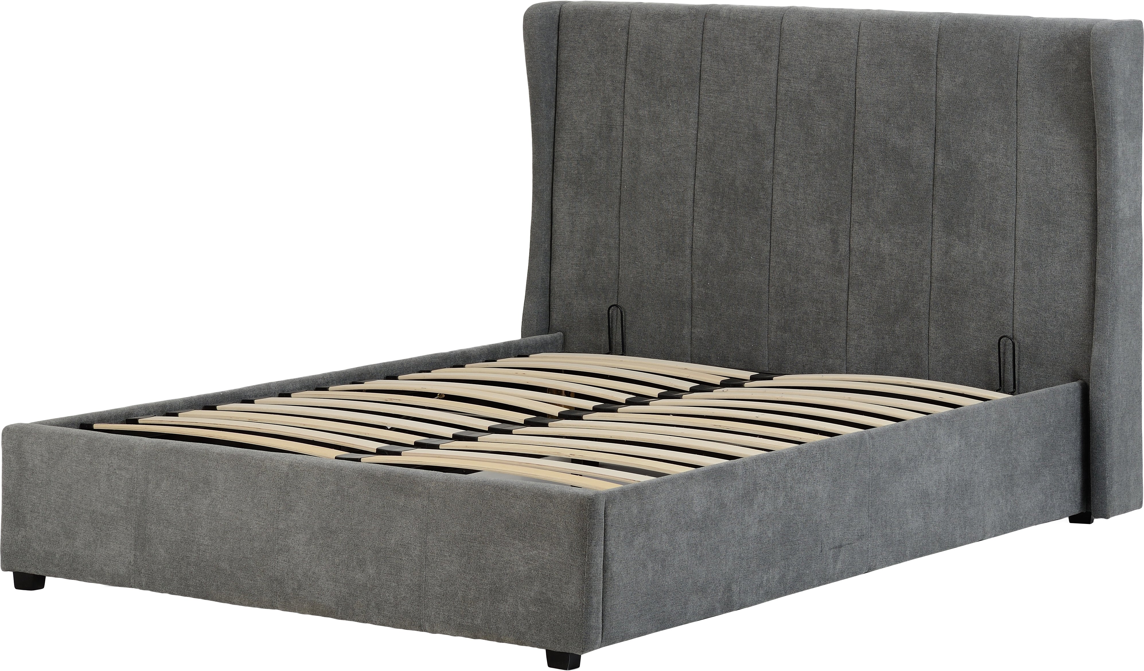 Amelia Plus 4'6" Storage Bed Dark Grey Fabric