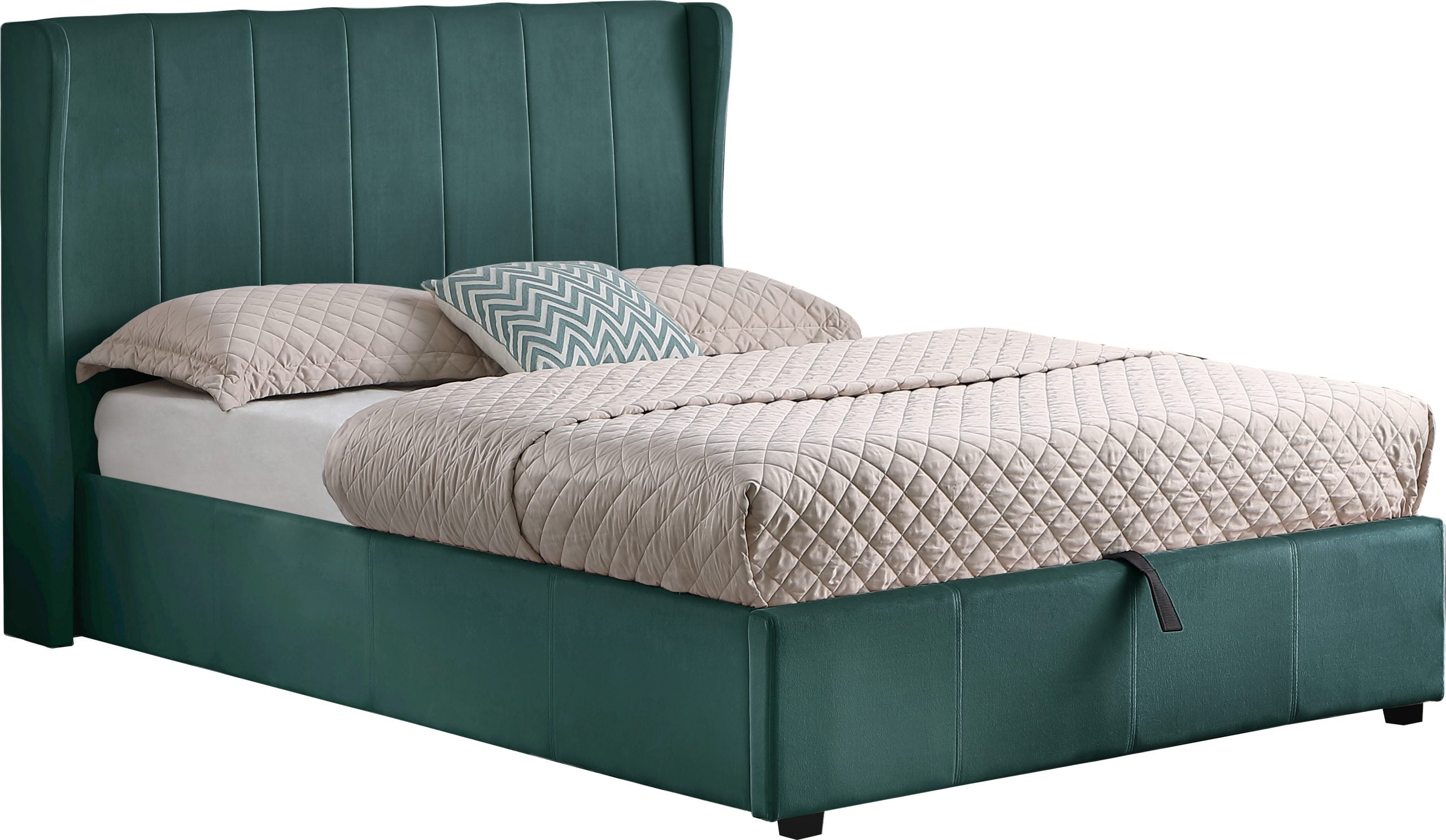 Amelia Plus 5' Storage Bed Green Velvet Fabric