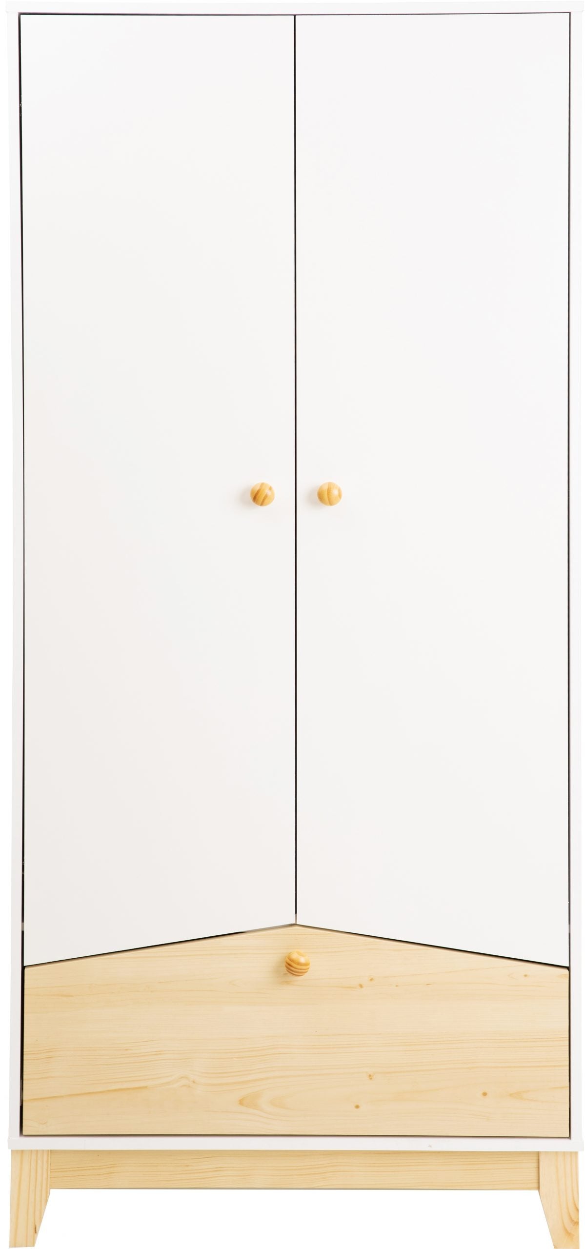 Cody 2 Door 1 Drawer Wardrobe White/Pine Effect