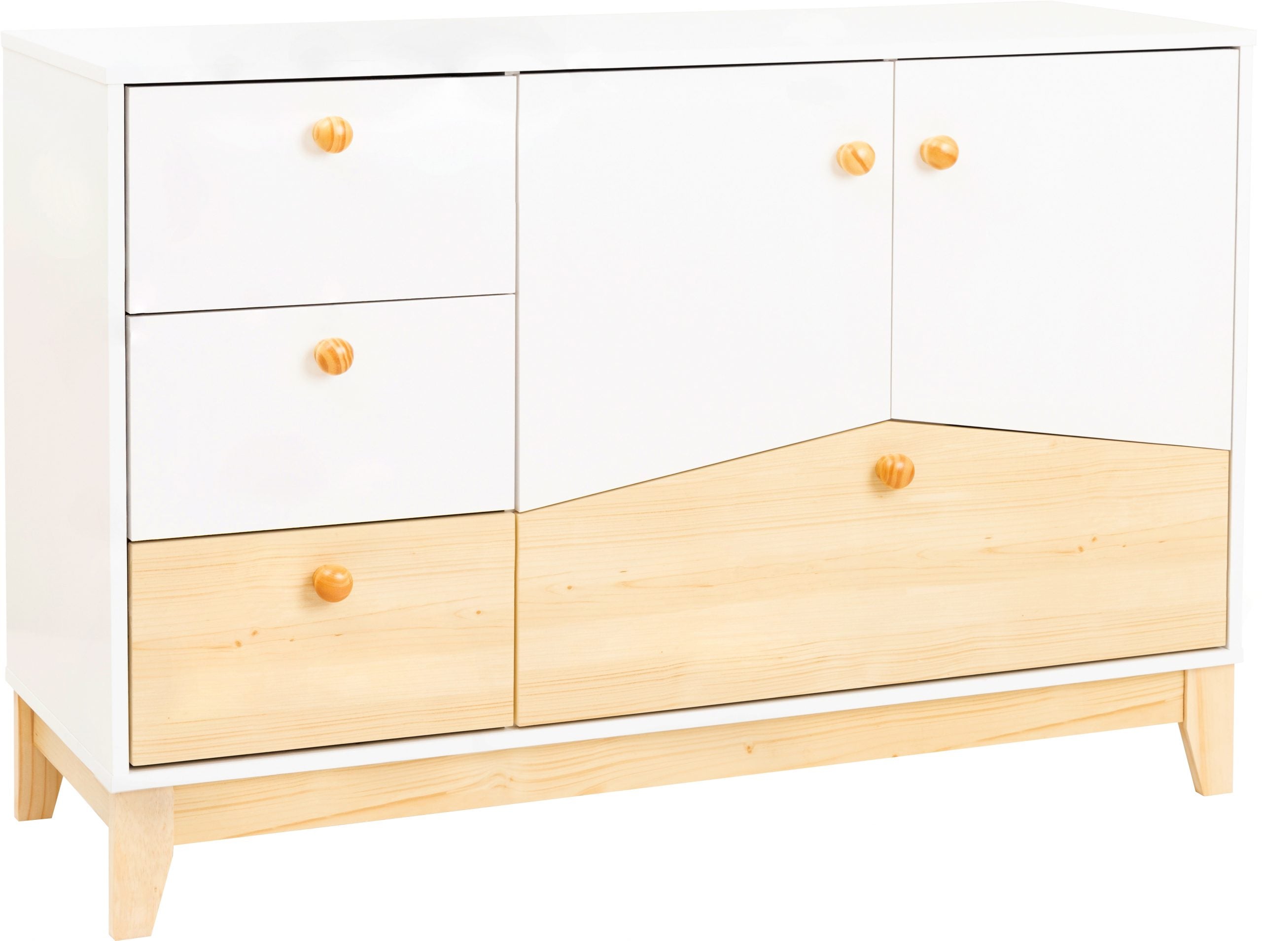 Cody 2 Door 4 Drawer Storage Unit White/Pine Effect