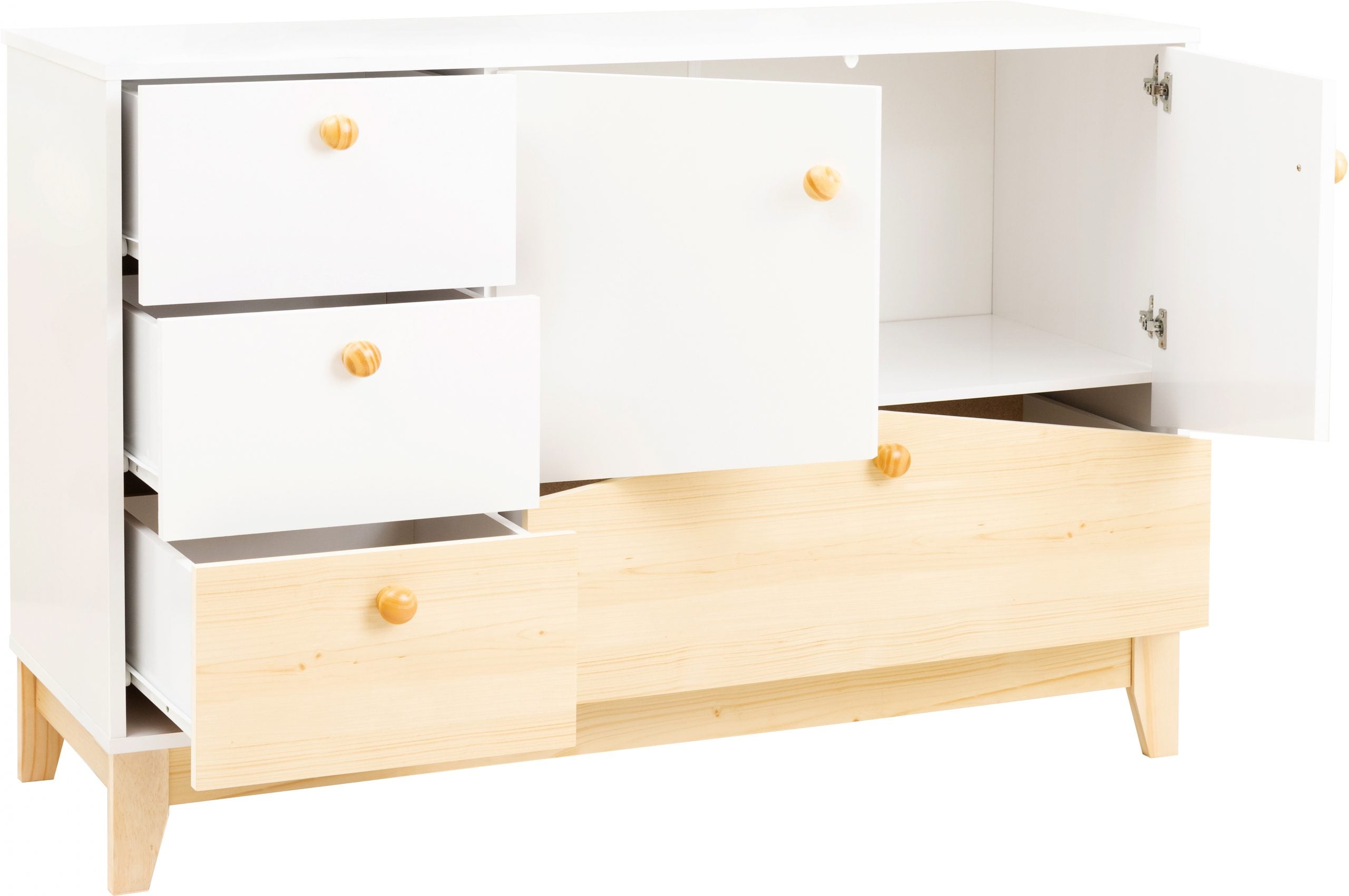 Cody 2 Door 4 Drawer Storage Unit White/Pine Effect
