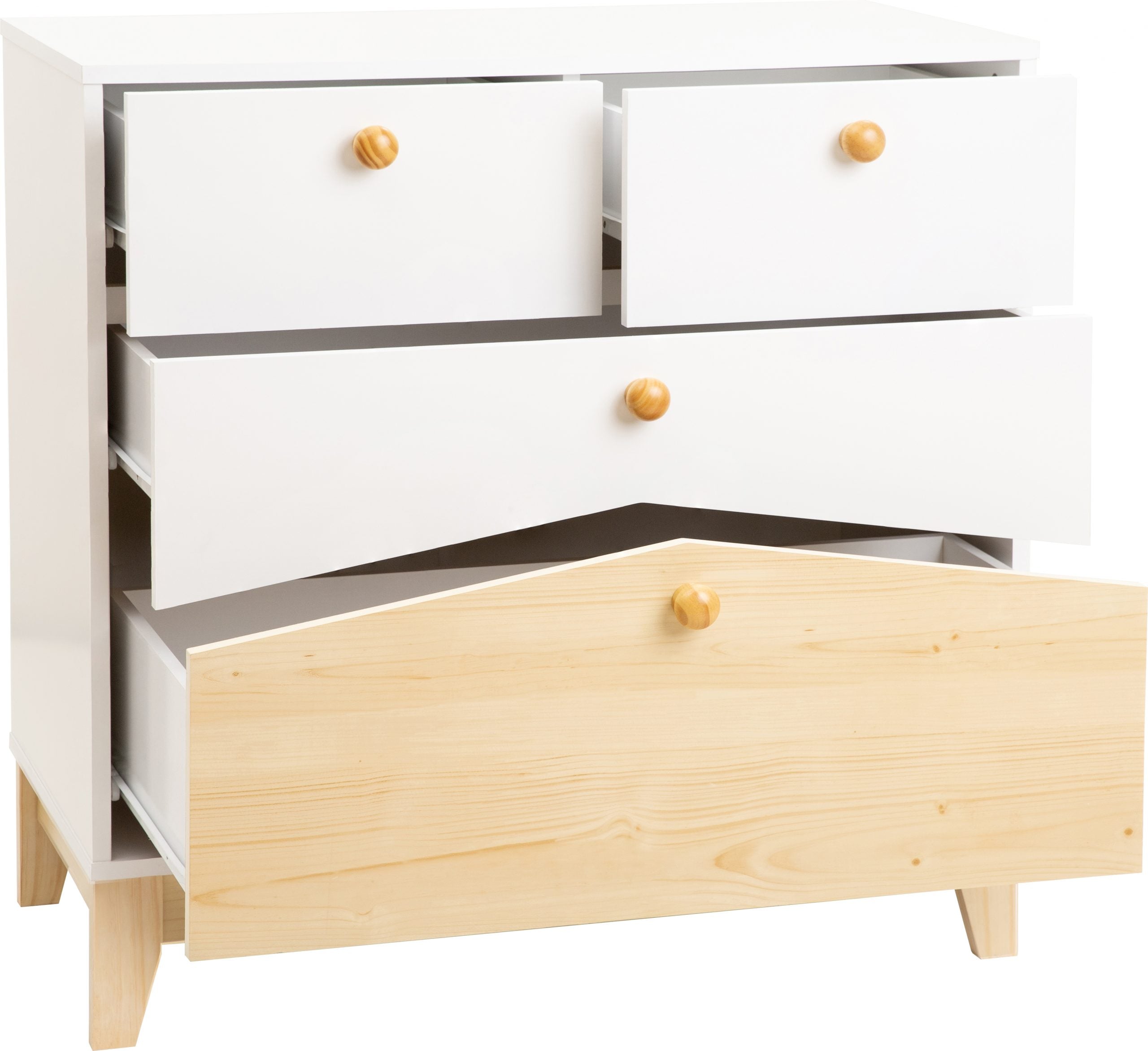 Cody 2+2 Drawer Chest White/Pine Effect