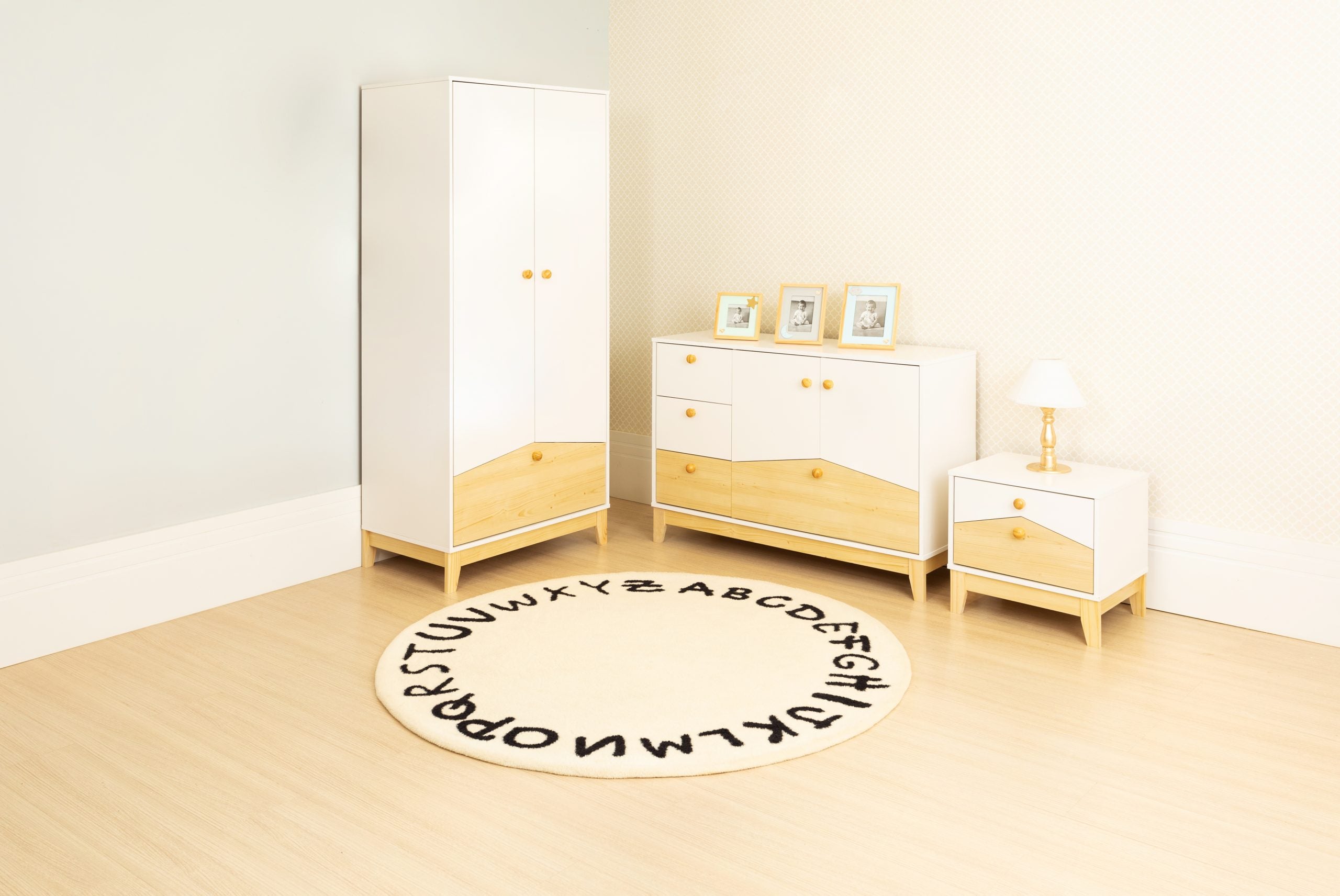 Cody 2 Drawer Bedside White/Pine Effect