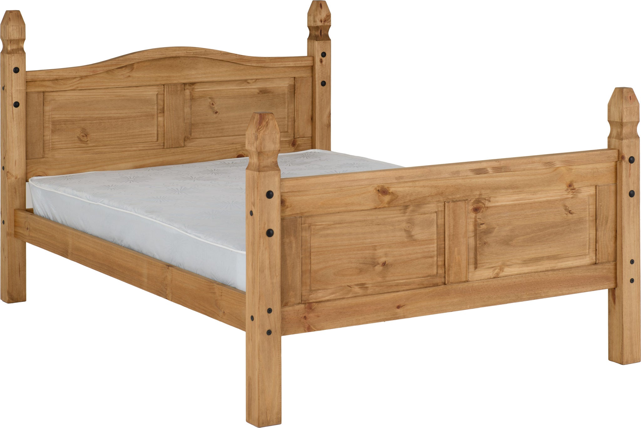 Corona 4'6" Bed High Foot End Distressed Waxed Pine