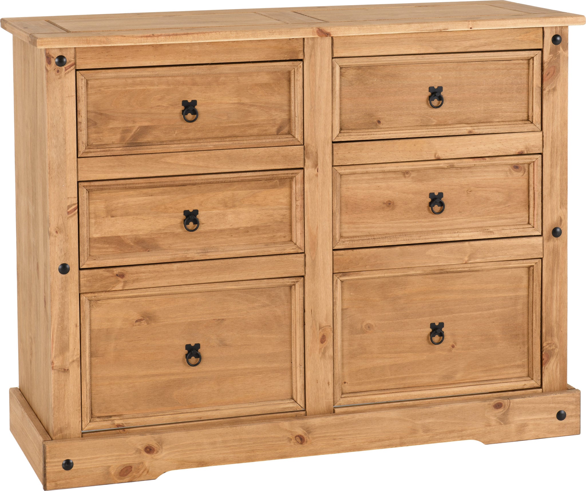 6 Drawer Chest Distressed Waxed Pine