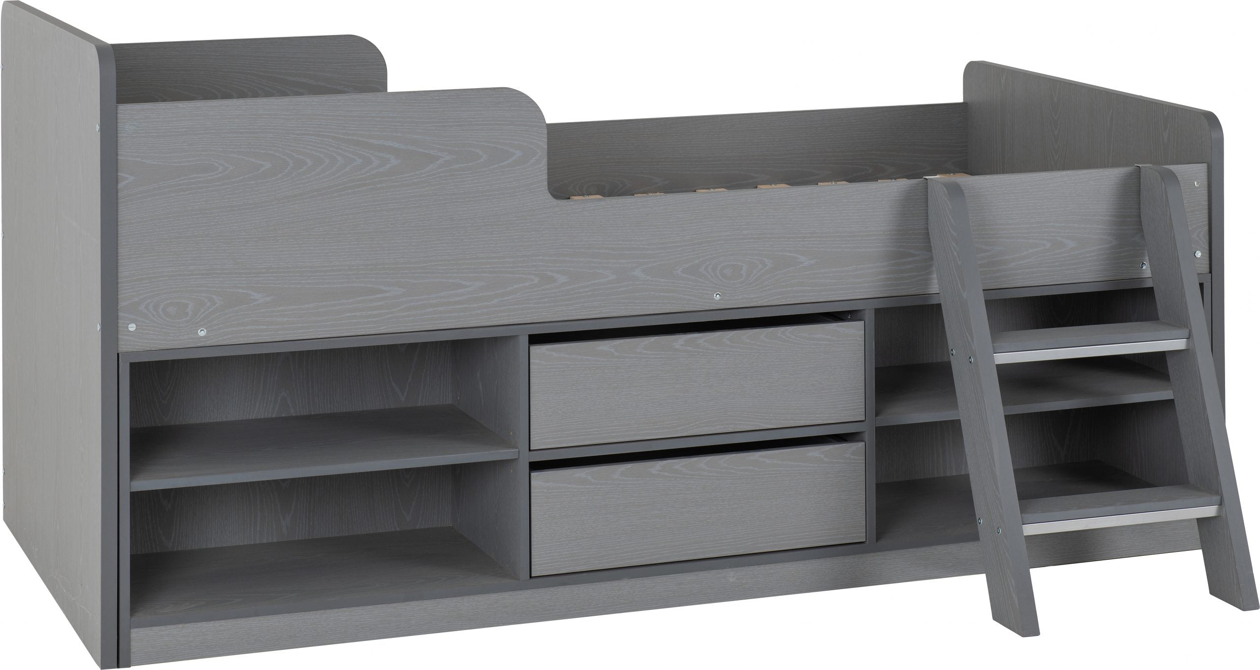 grey low sleeper bed