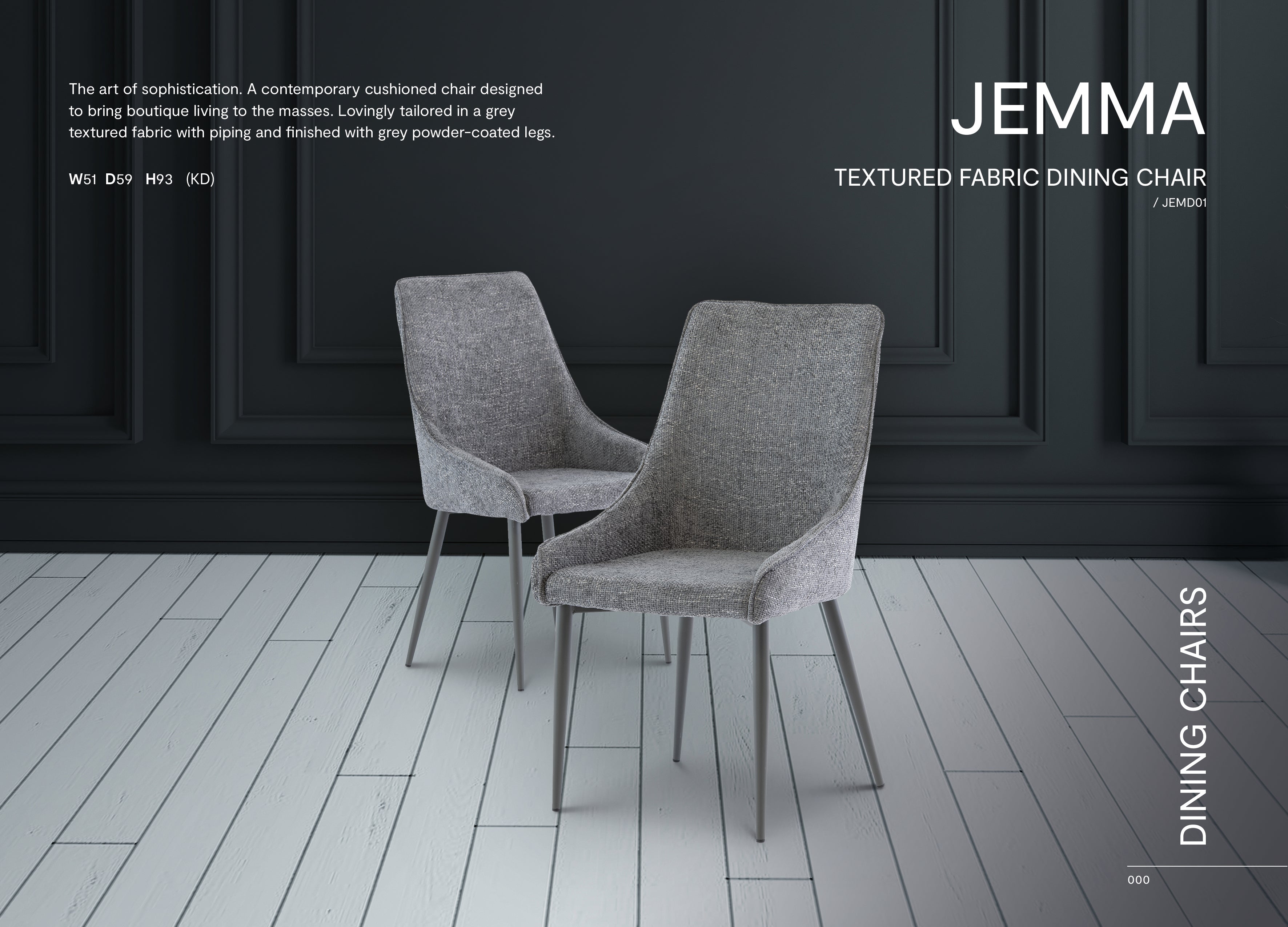 Jemma Textured Fabric Dining Chair (Pairs)