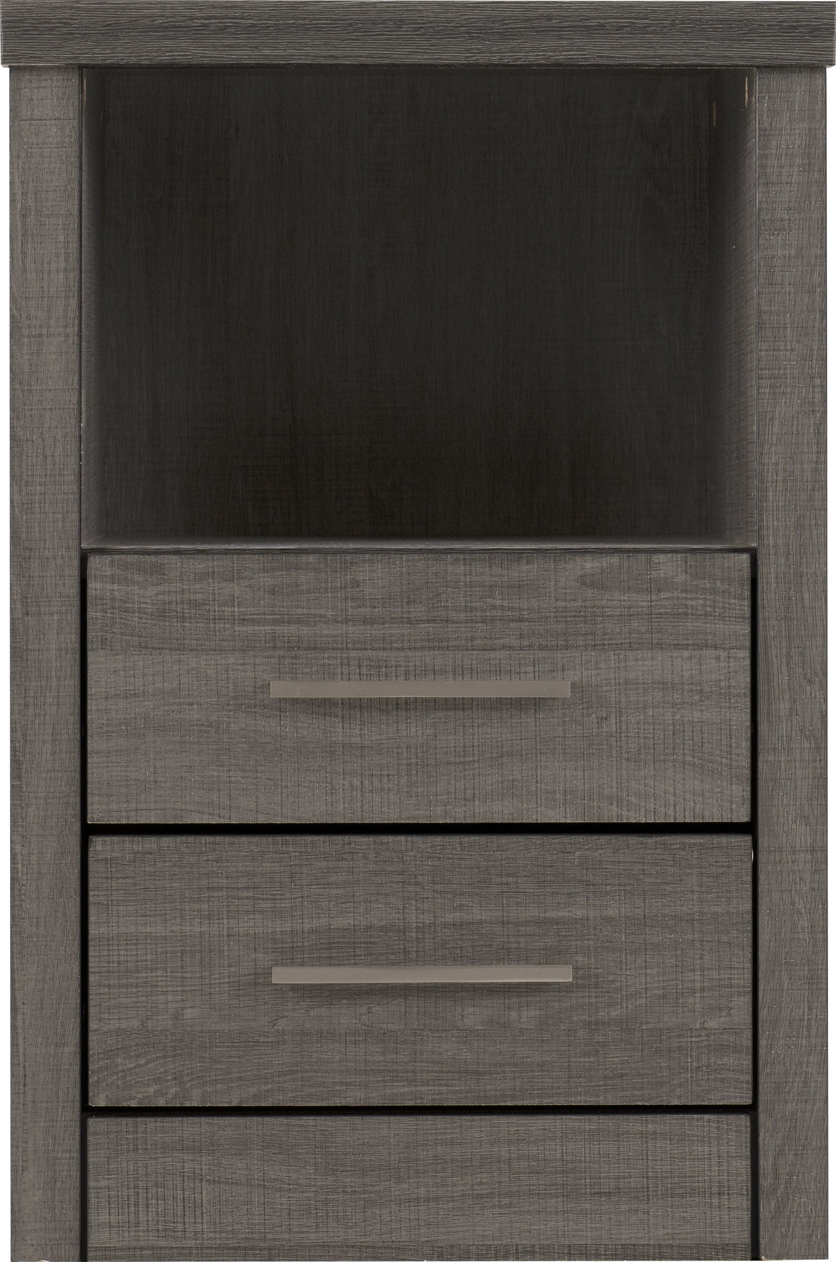 Lisbon 2 Drawer 1 Shelf Bedside Cabinet Black Wood Grain