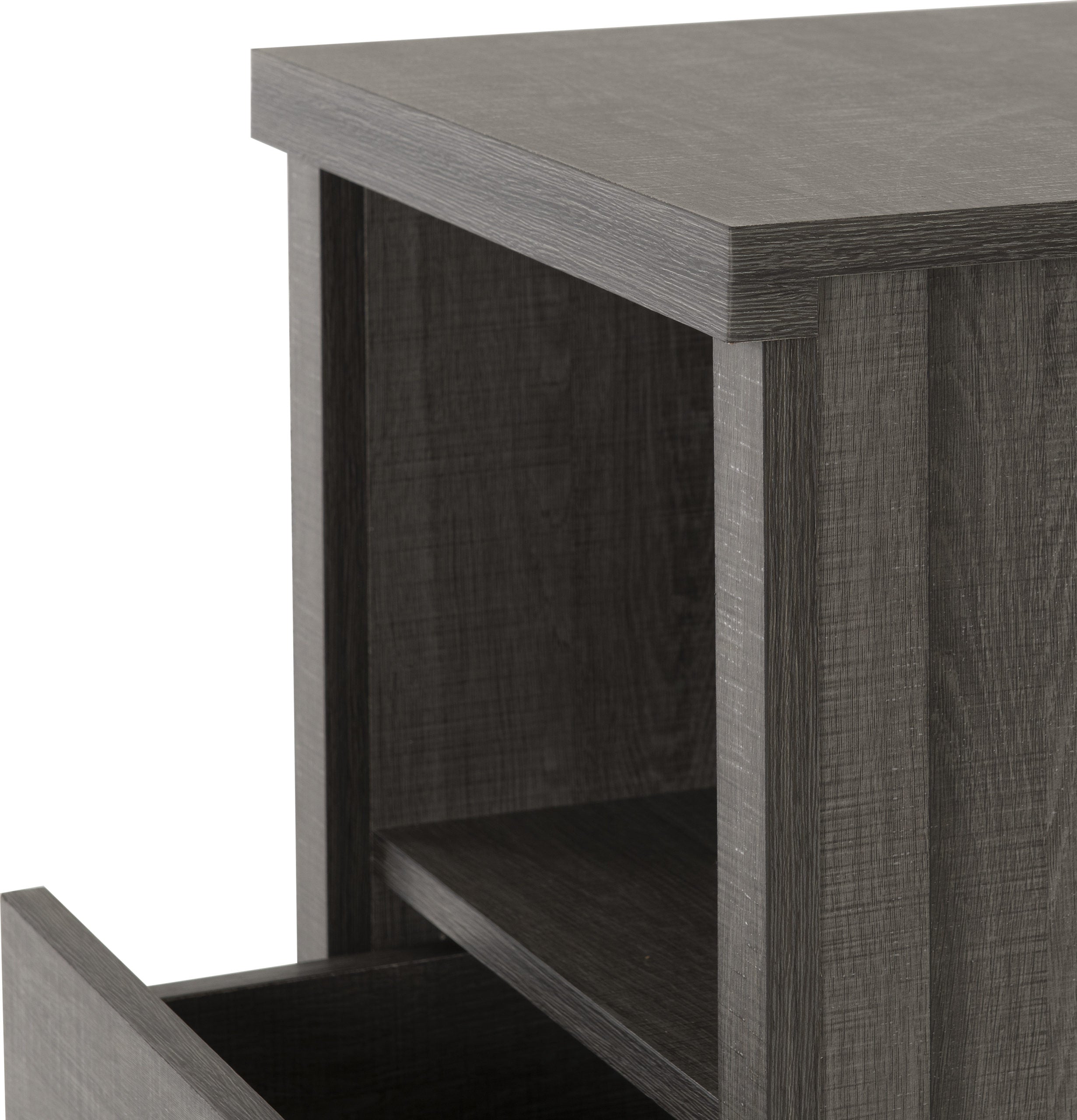 Lisbon 2 Drawer 1 Shelf Bedside Cabinet Black Wood Grain