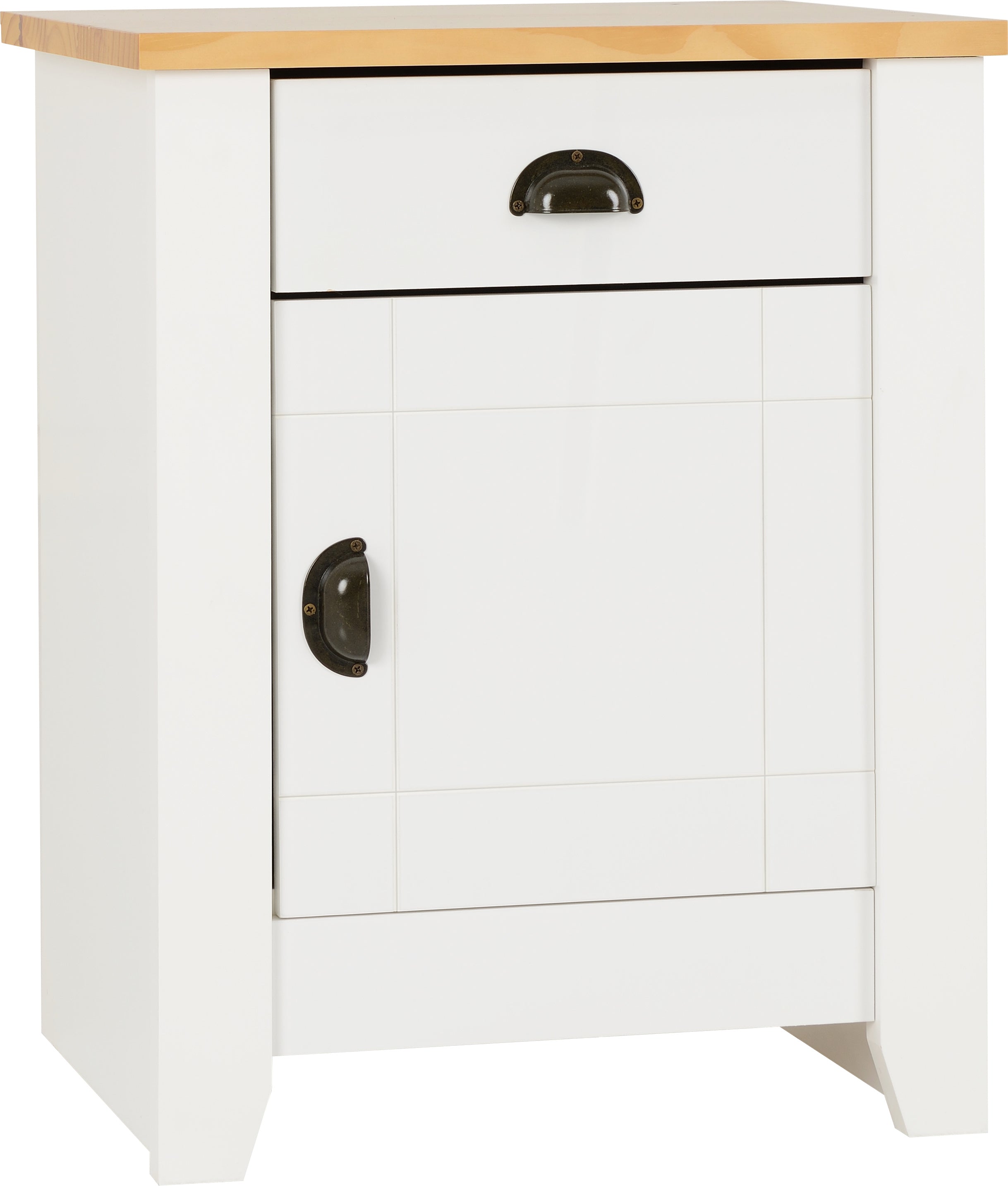 1 Drawer 1 Door Bedside Cabinet White/Oak Lacquer