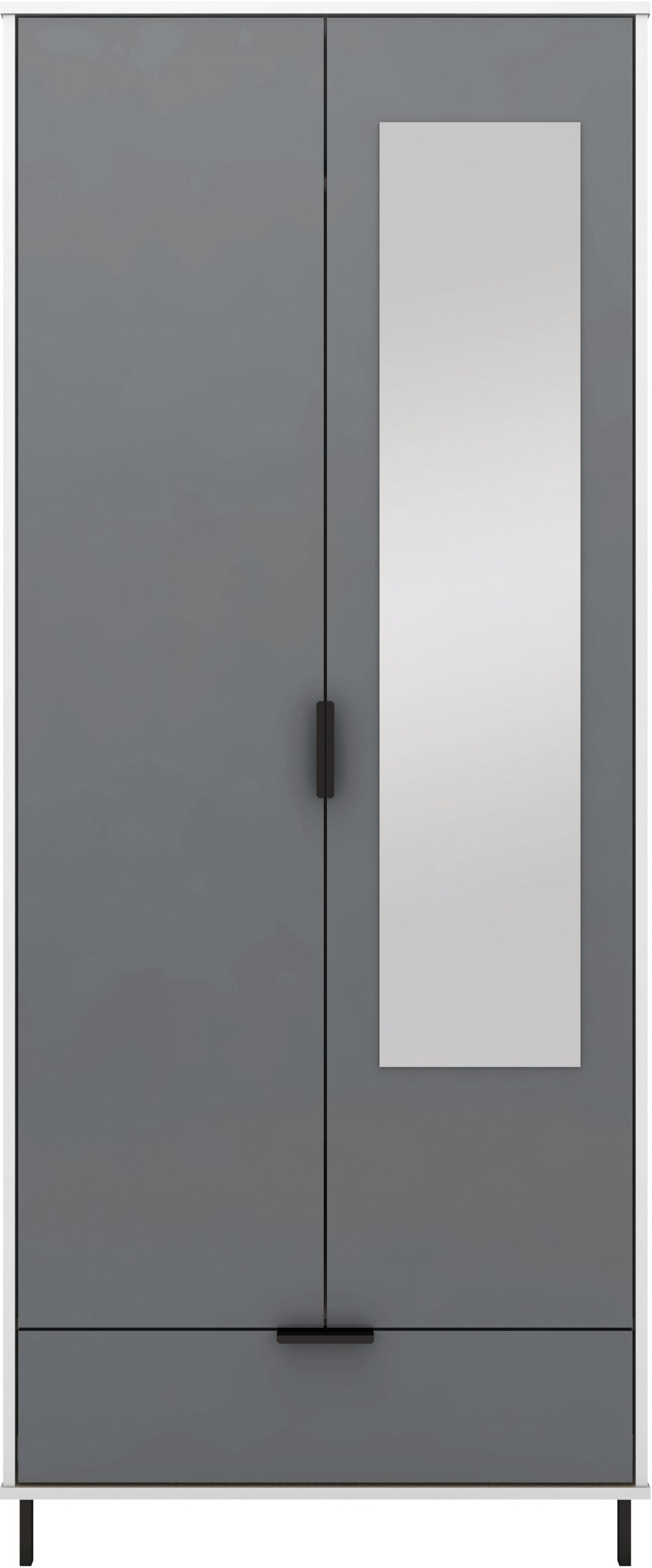 mirrored wardrobe grey