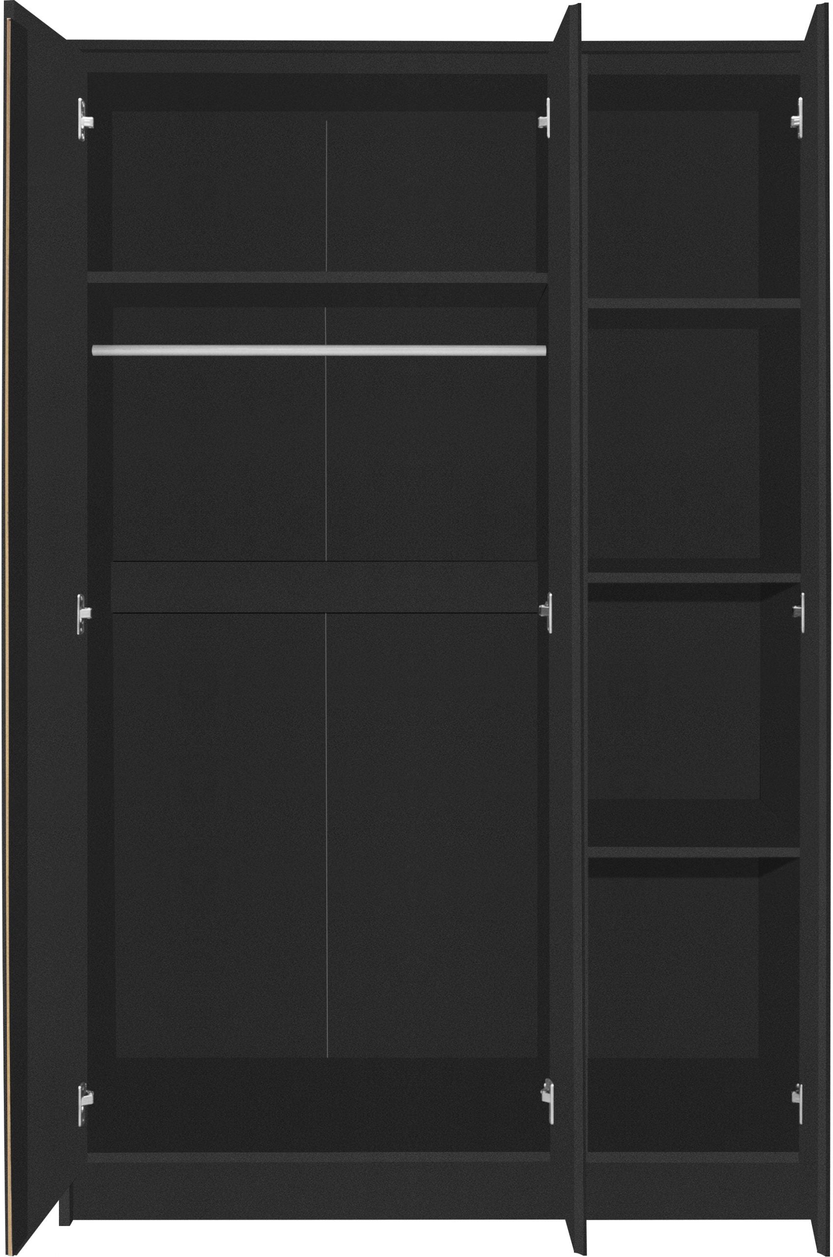 black 3 door wardrobe with drawers