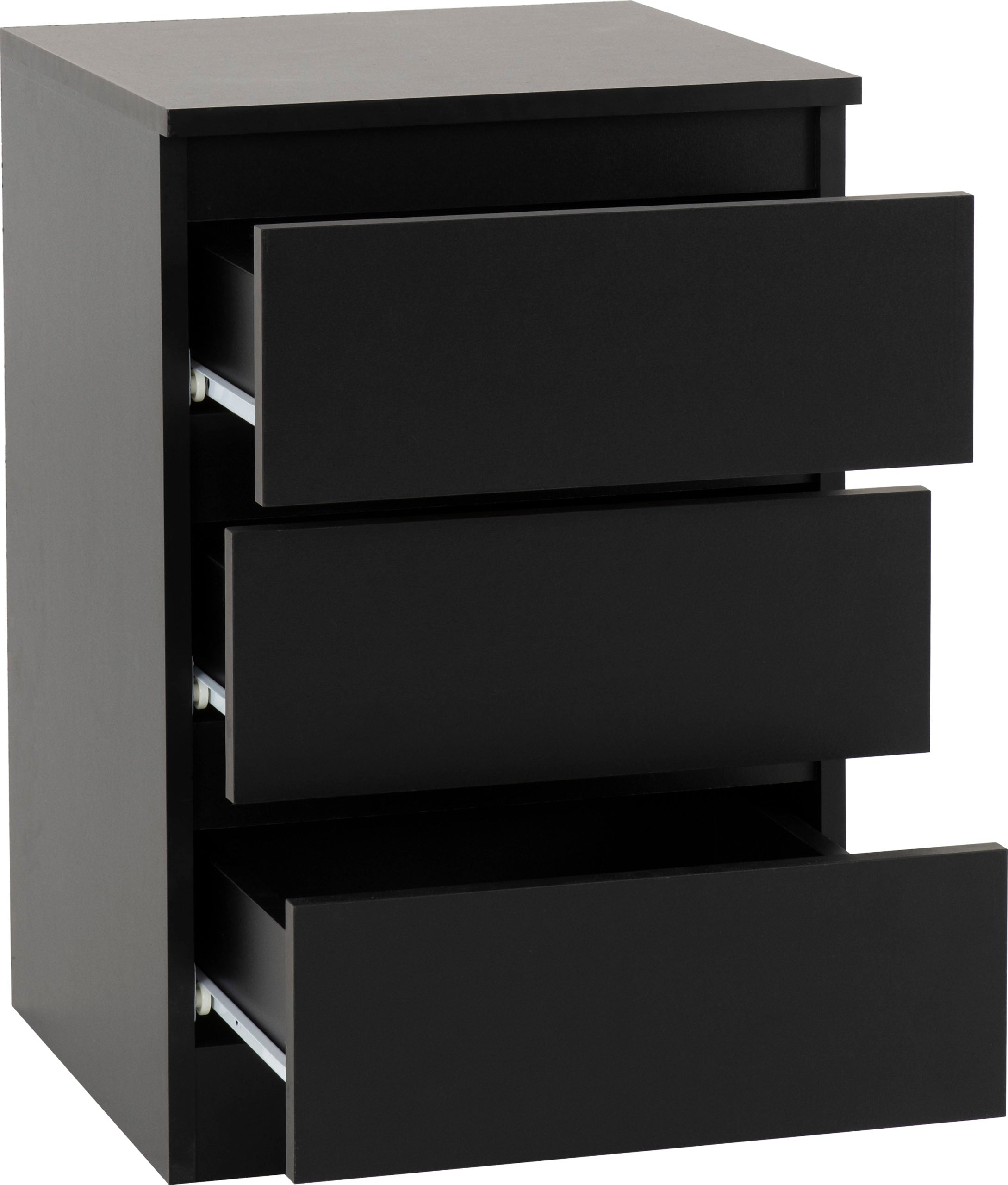 black 3 drawer nightstand