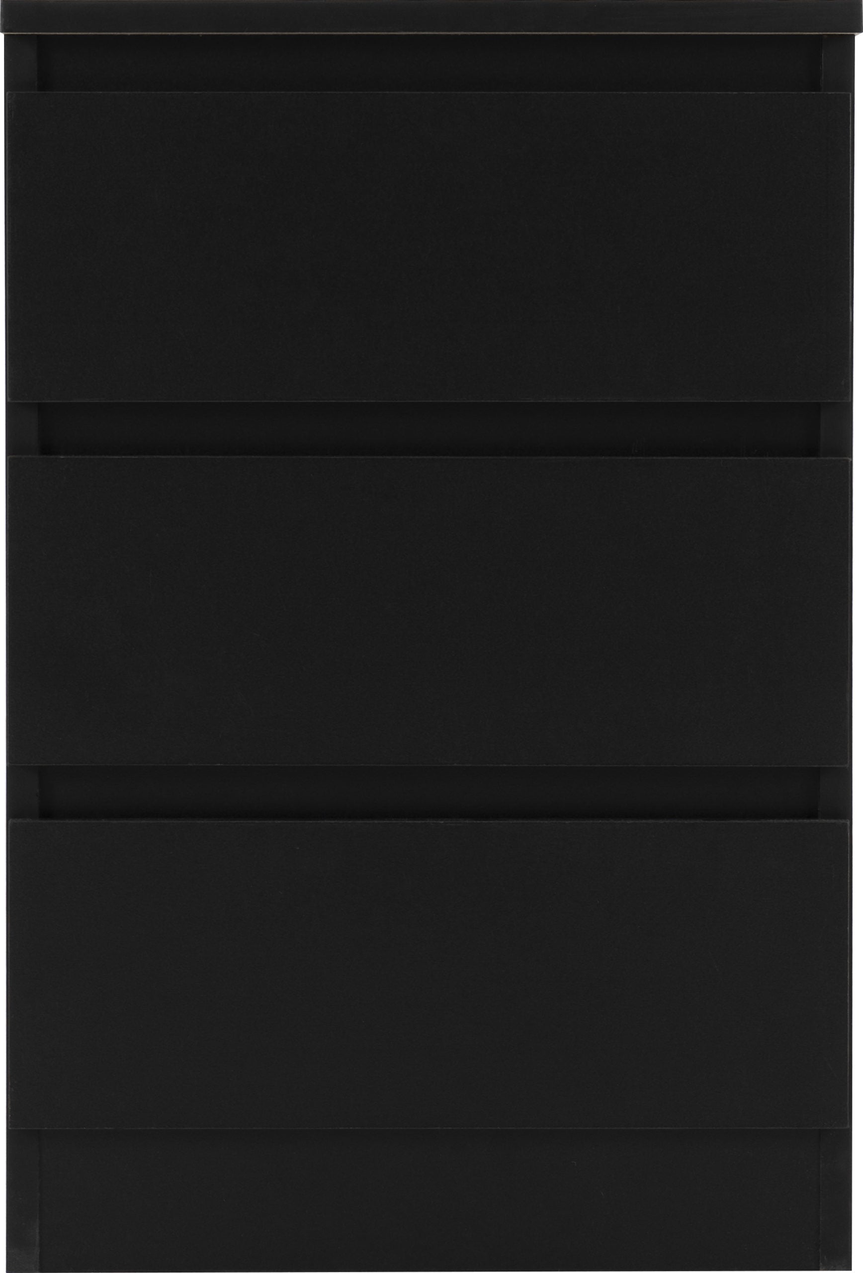 black 3 drawer bedside table