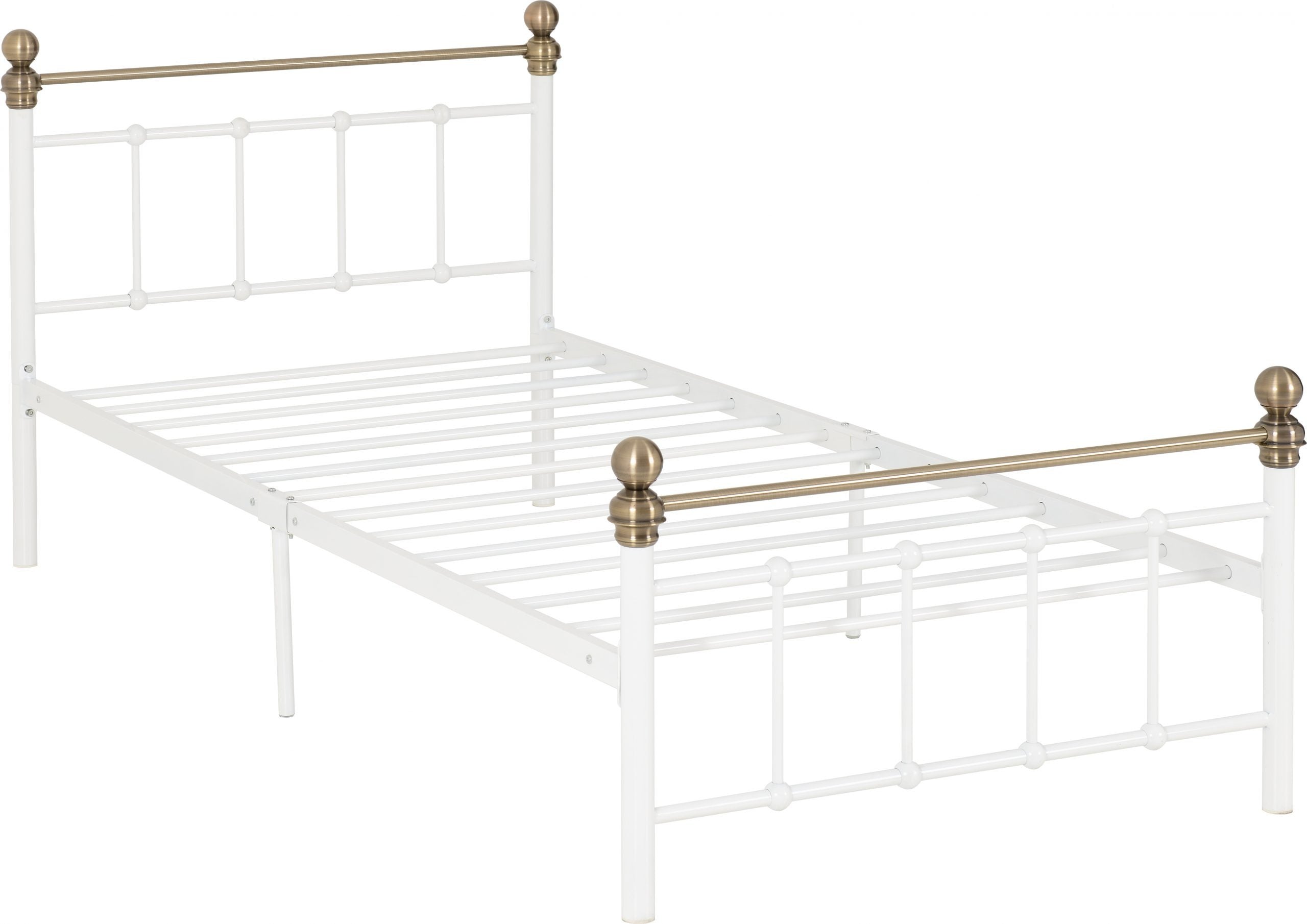 Marlborough 3' Bed White/Antique Brass