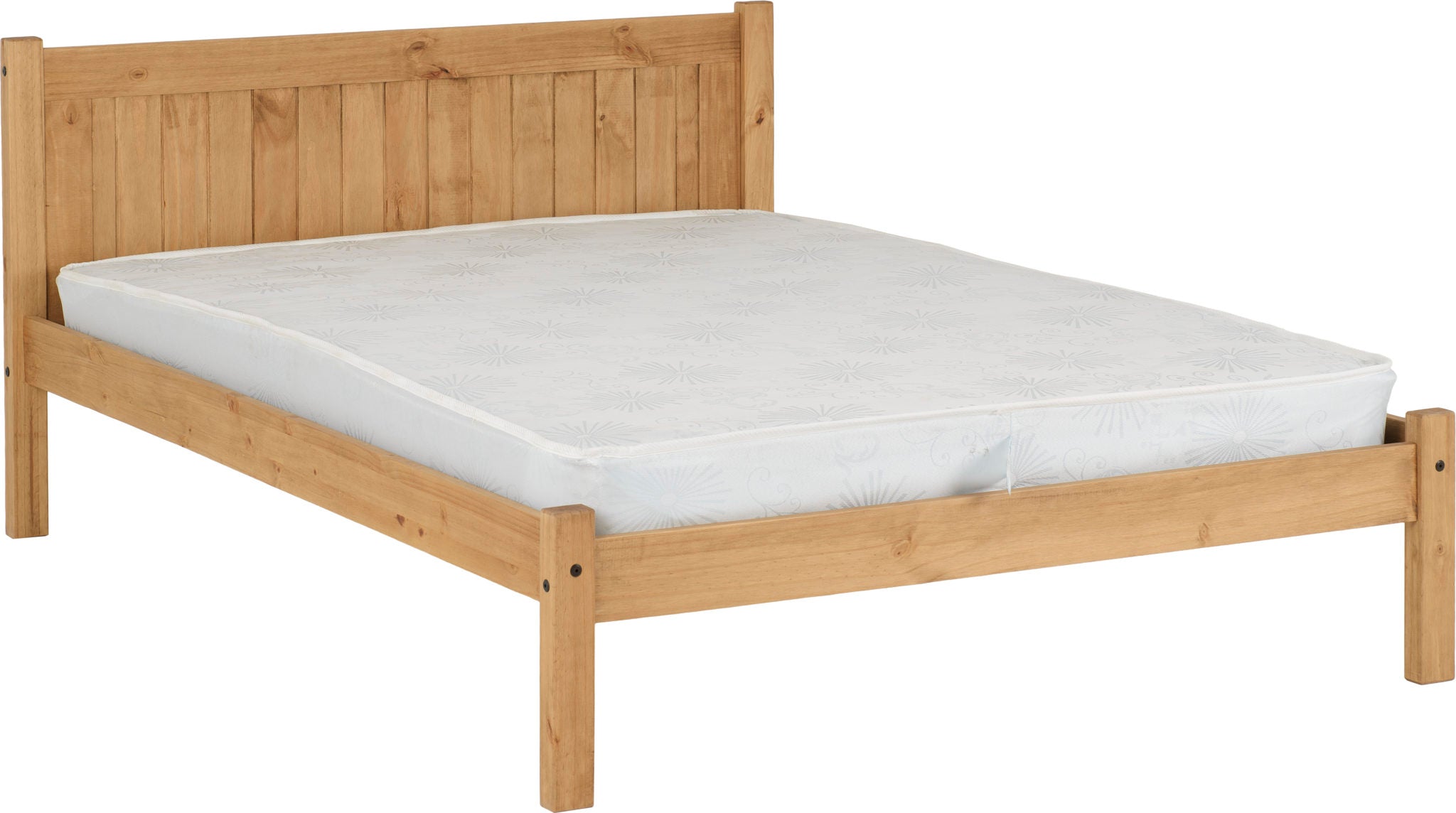 waxed pine double bed frame