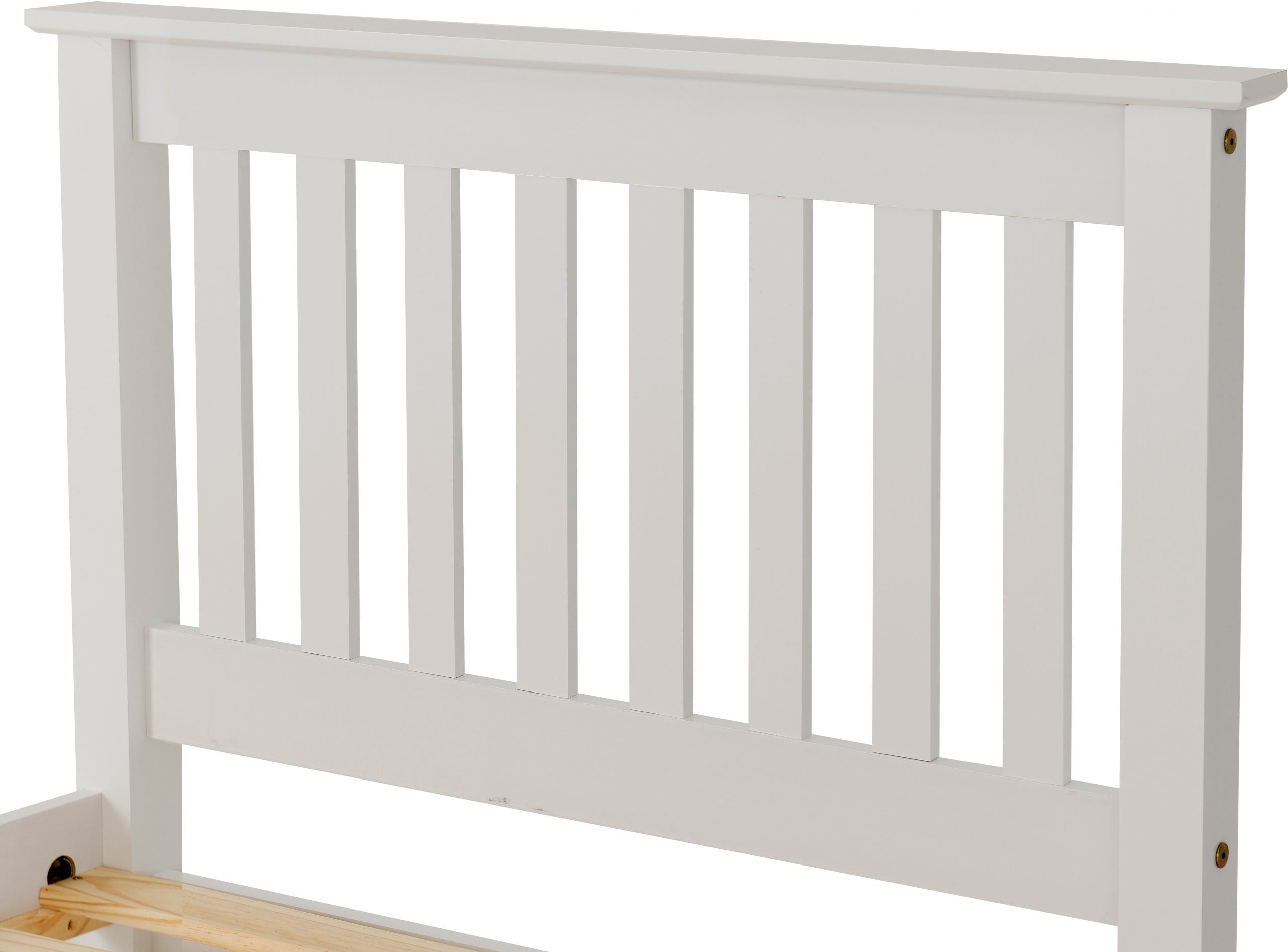 white single bed low foot end