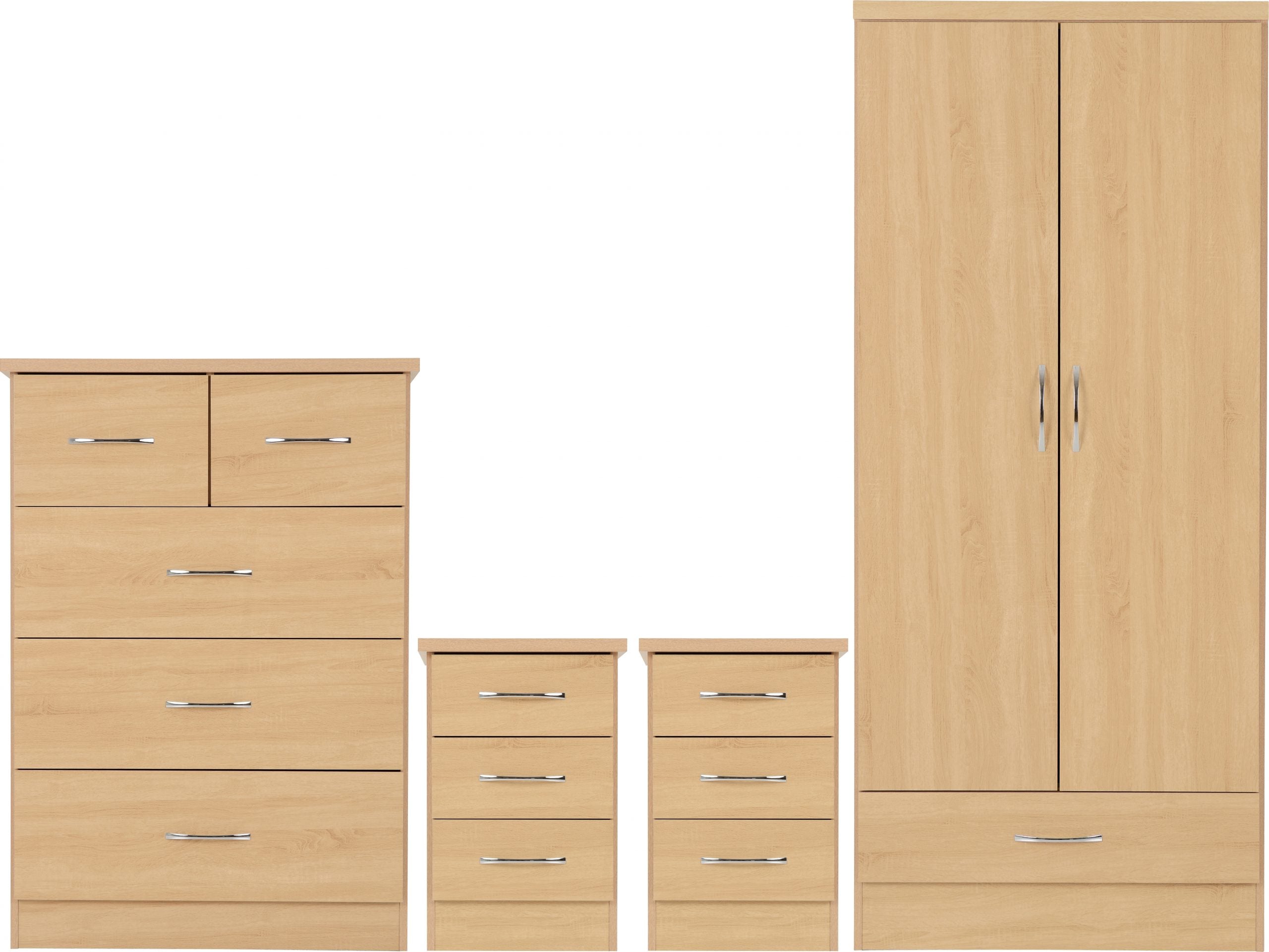 2 Door 1 Drawer Wardrobe Bedroom Set Sonoma Oak Effect